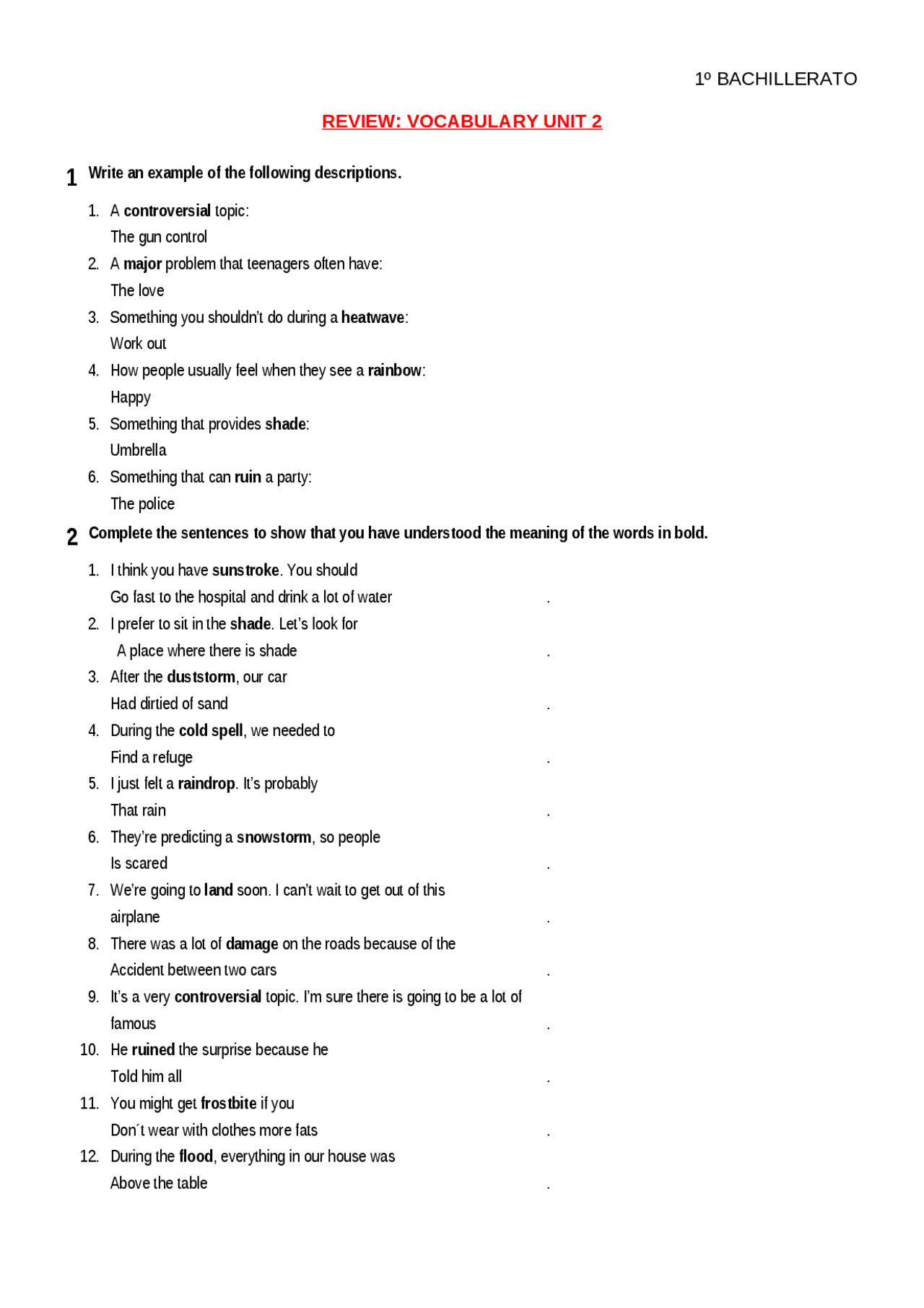 Ingles Vocabulary Tema 1 Docsity