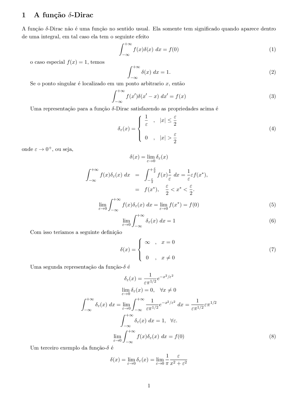 Fun o delta de dirac docsity