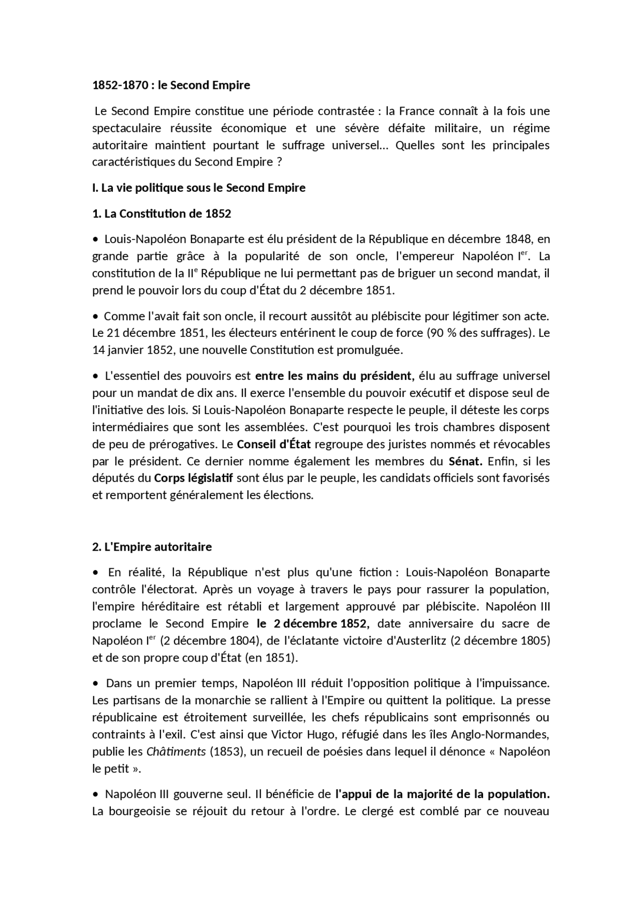 Batxibac Second Empire Resume Docsity