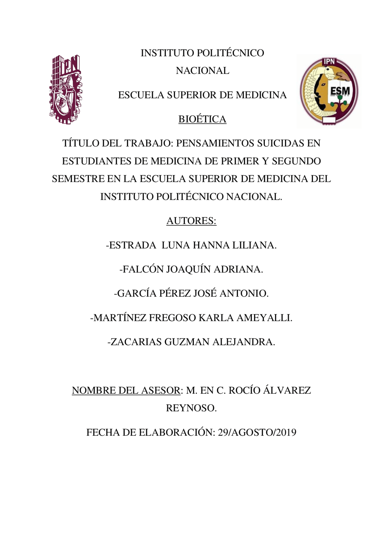 Pensamientos Suicidas En Estudiantes De Medicina Docsity