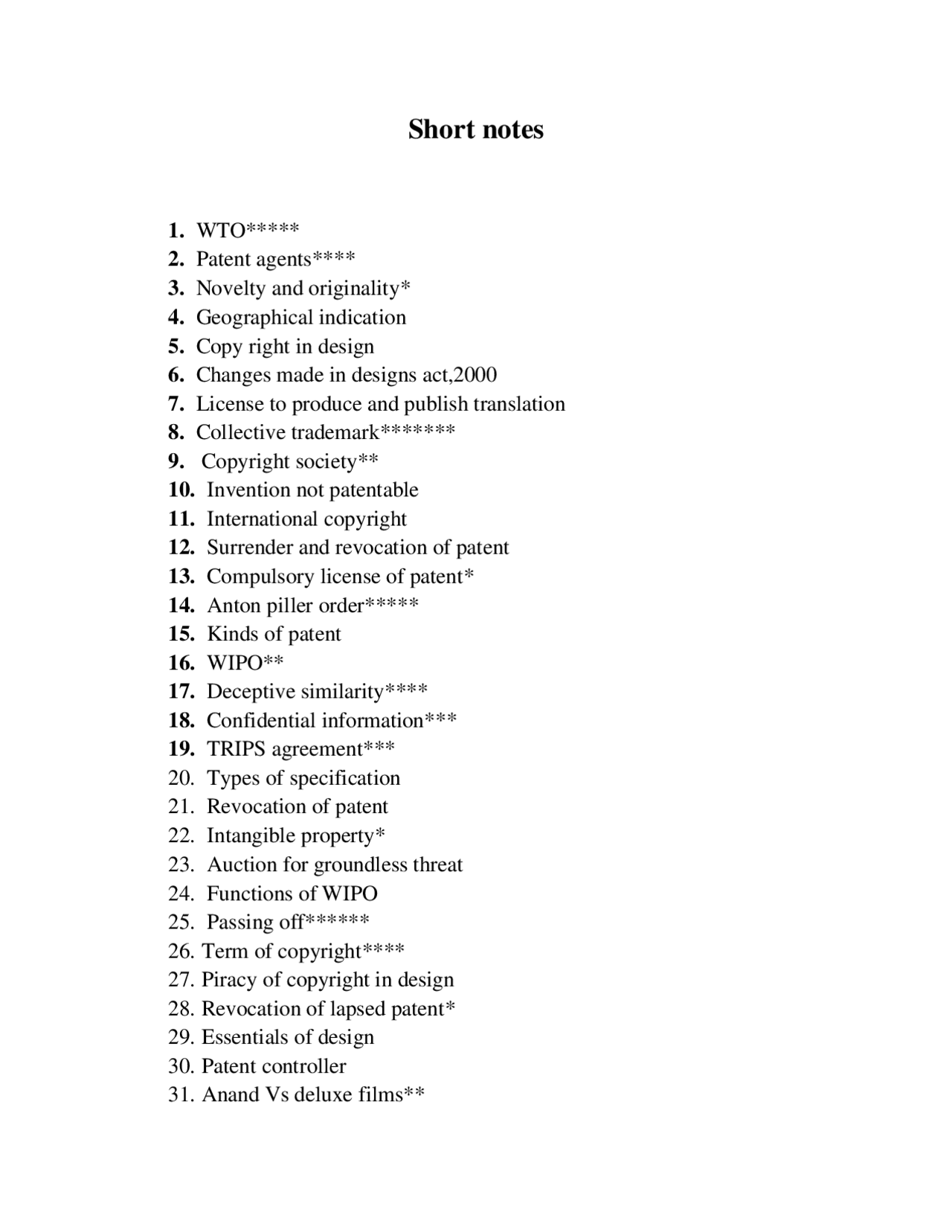 Intellectual property rights short notes Exams Law Docsity