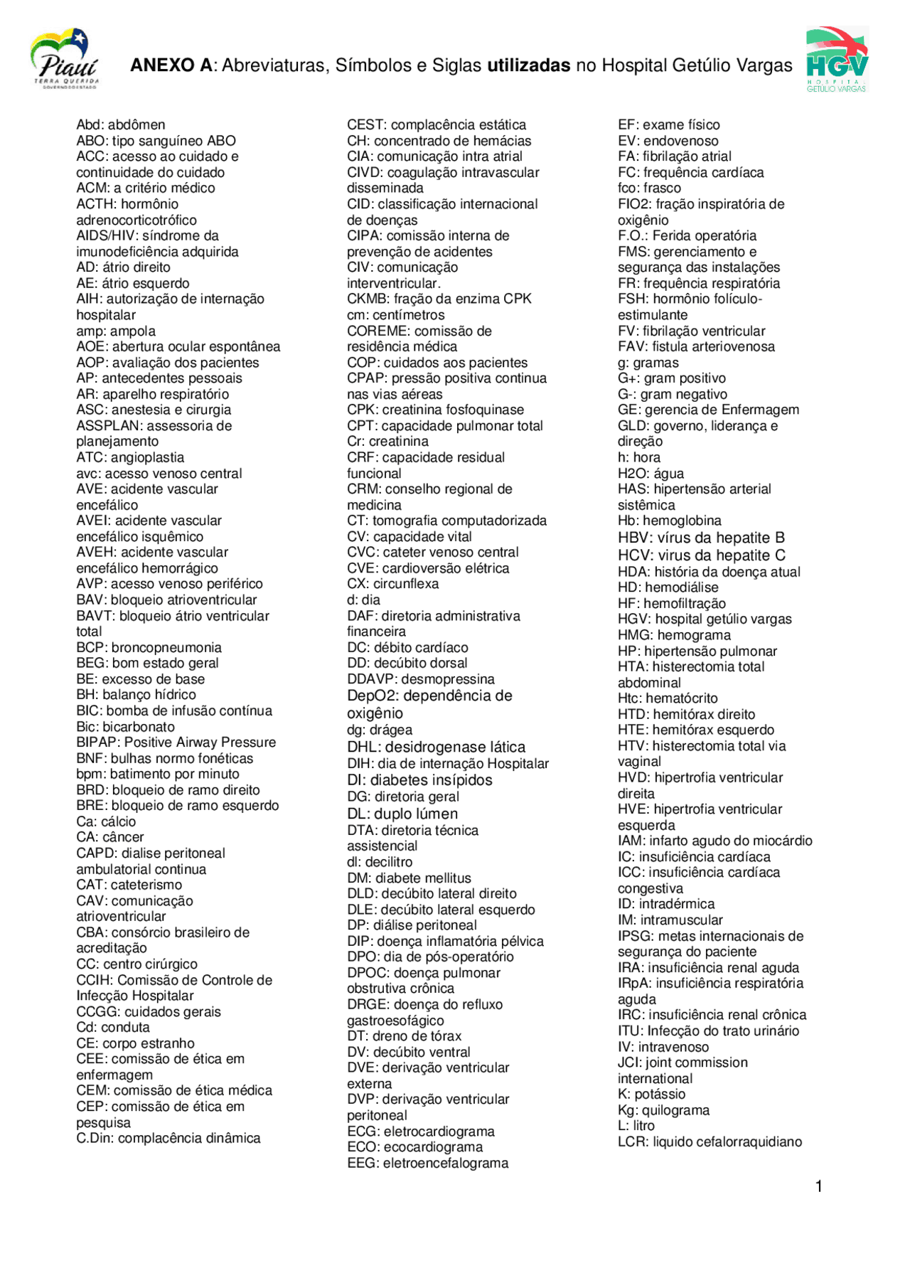 SIGLAS E ABREVIATURAS EM ENFERMAGEM Resumos Enfermagem Docsity