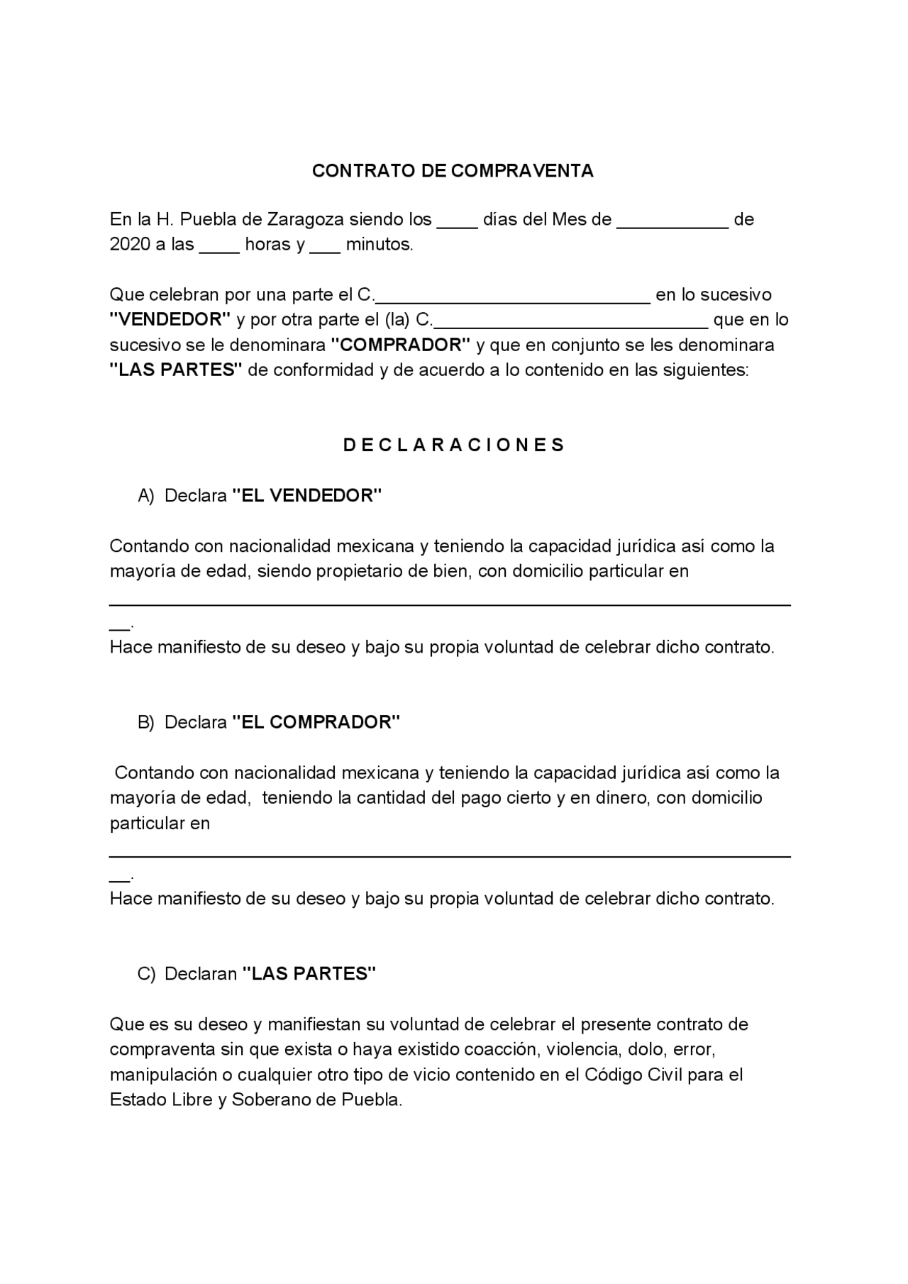 Machote Formato Machote Contrato De Compraventa Apuntes De Derecho Civil Docsity