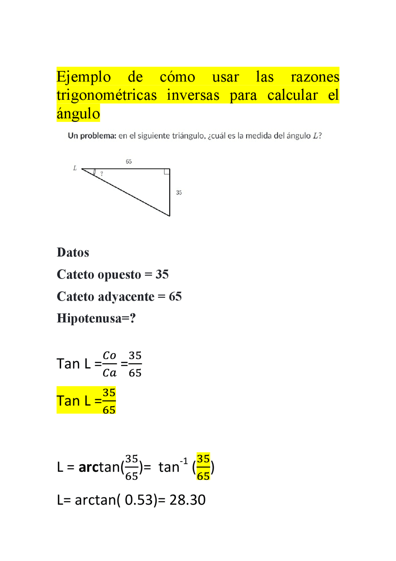 Razones trigonométricas inversas - Docsity