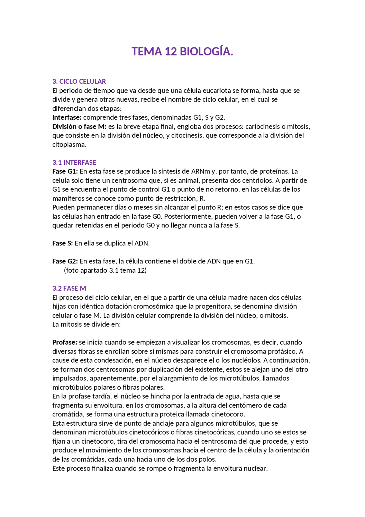 TEMA 12,13,14 BIOLOGÍA - Docsity