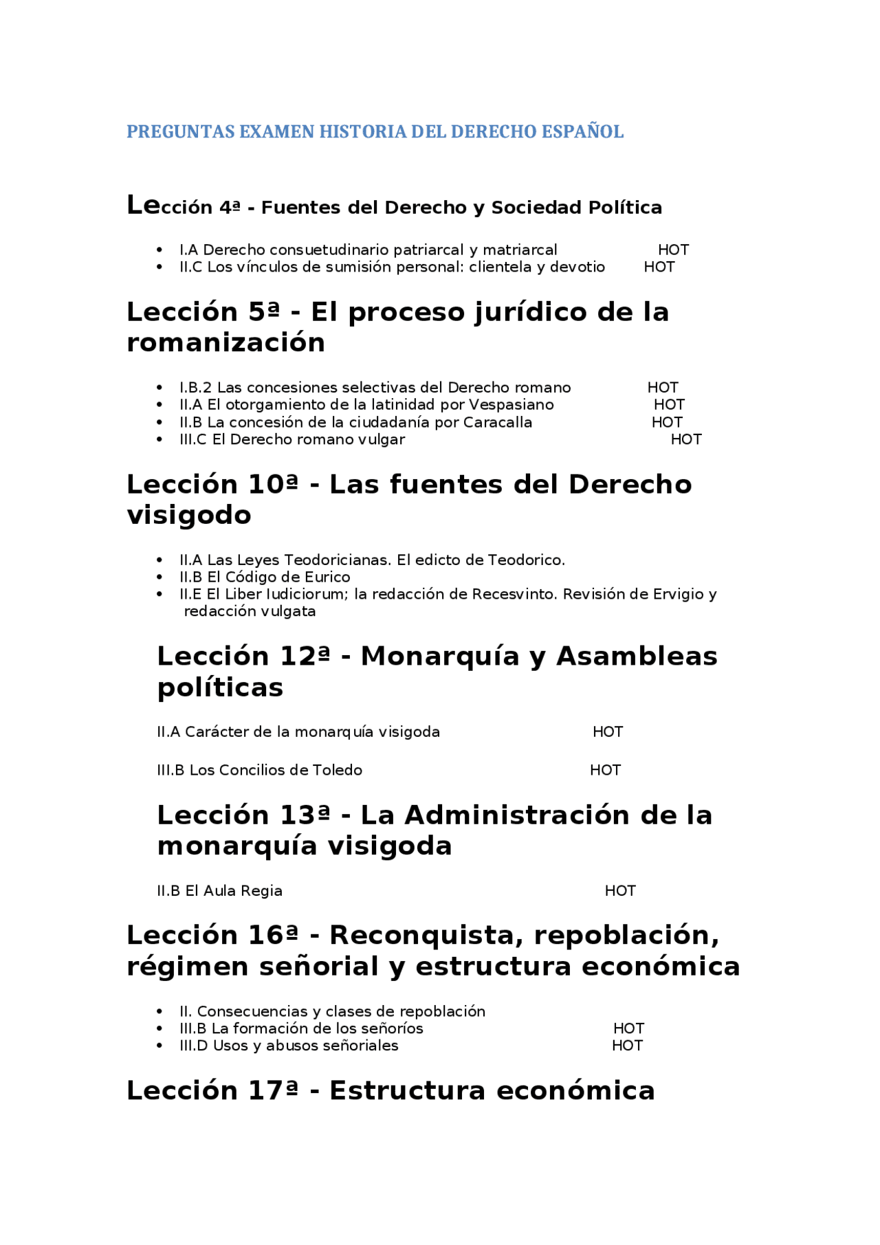 Historia del derecho español Docsity