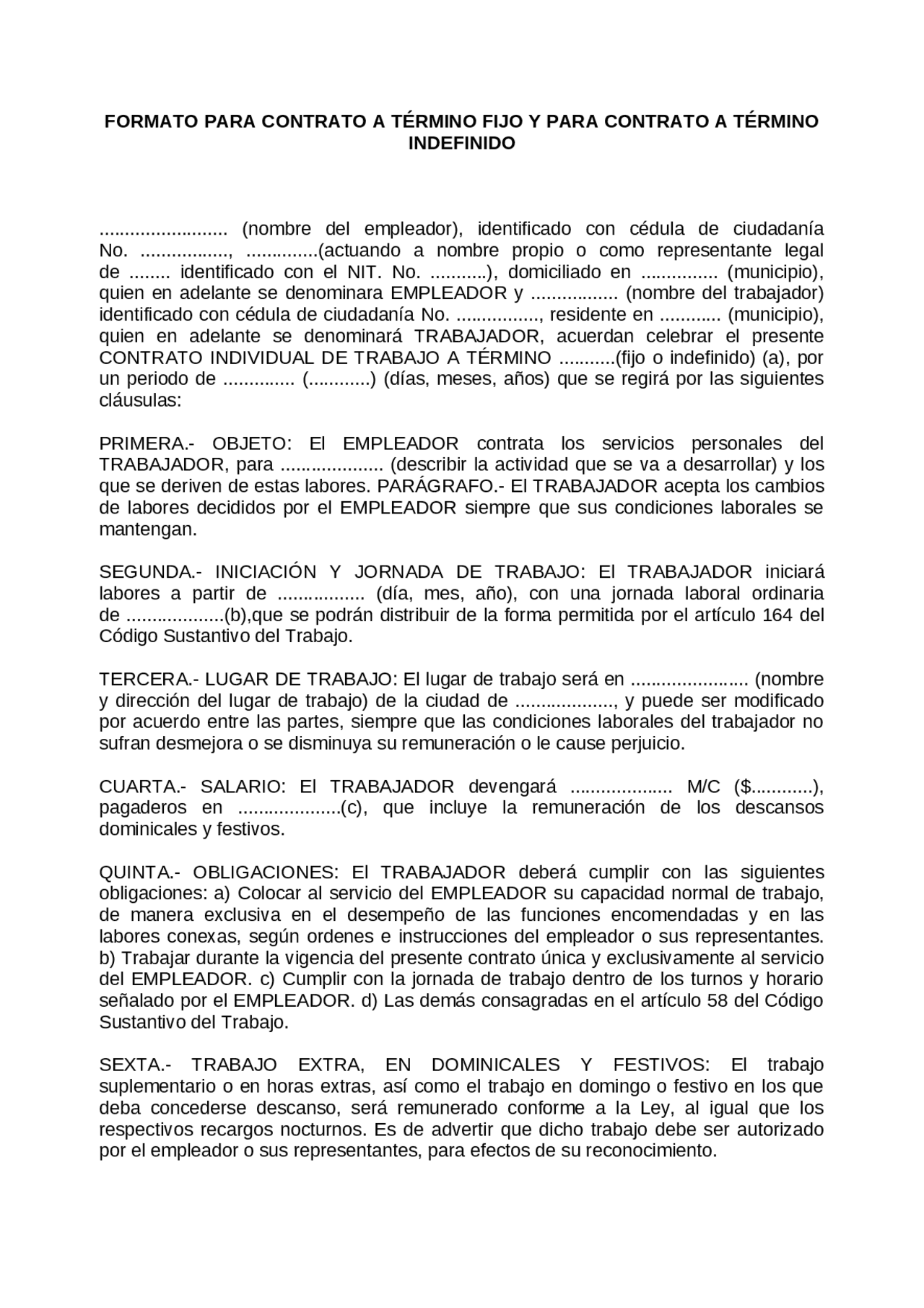 Contratp Ejemplo De Contrato Formal _ Modelos de contratos de trabajo – OGPOZ