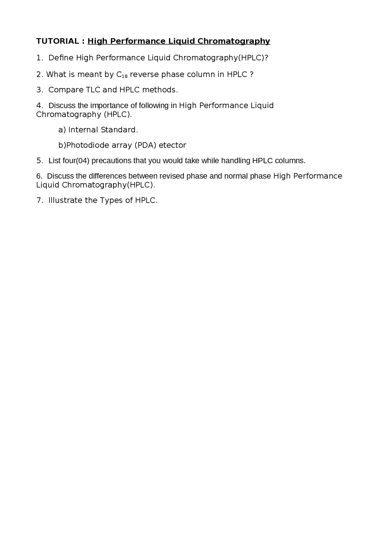 High Performance Liquid chromatography(HPLC) - Docsity