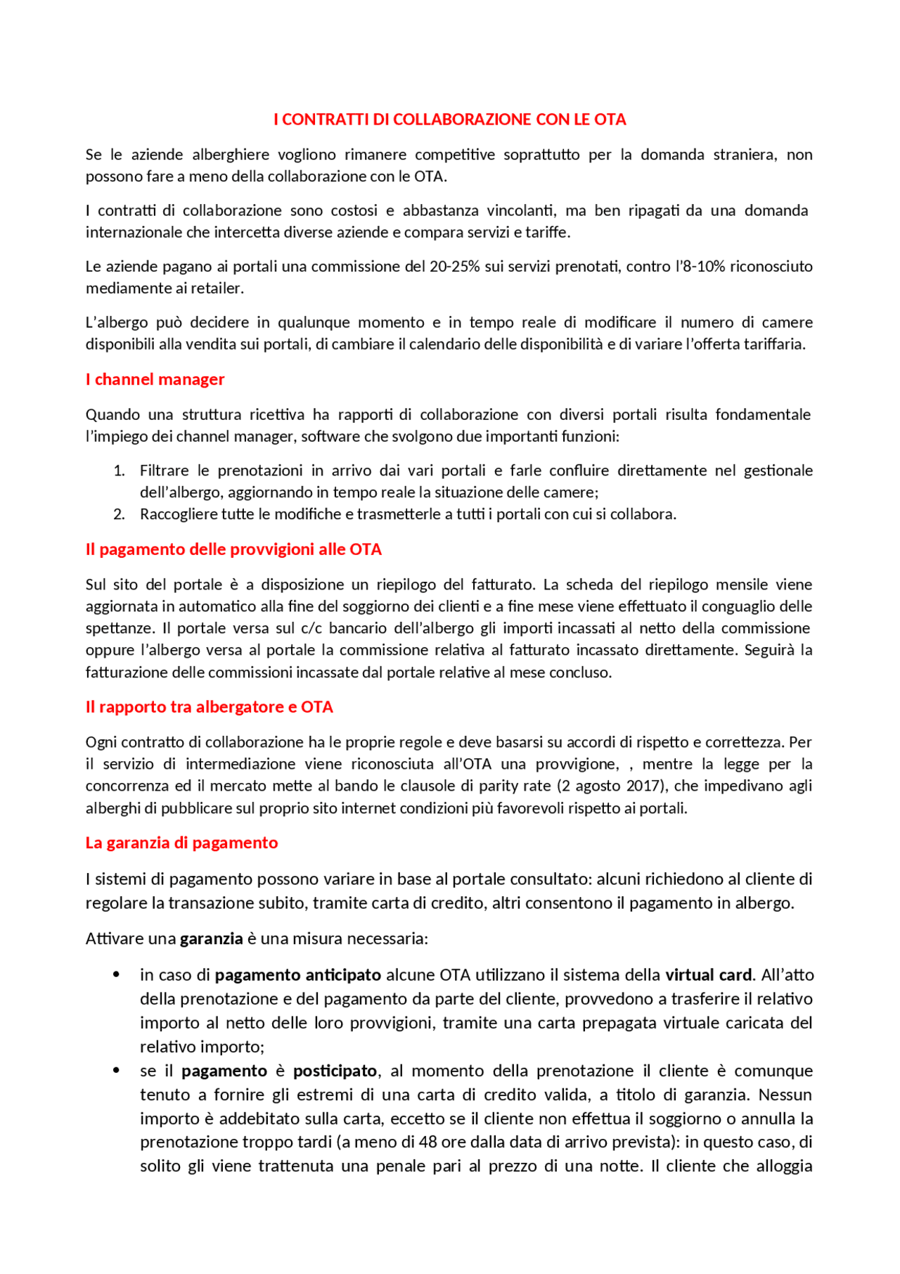 Contratti con le OTA - Docsity