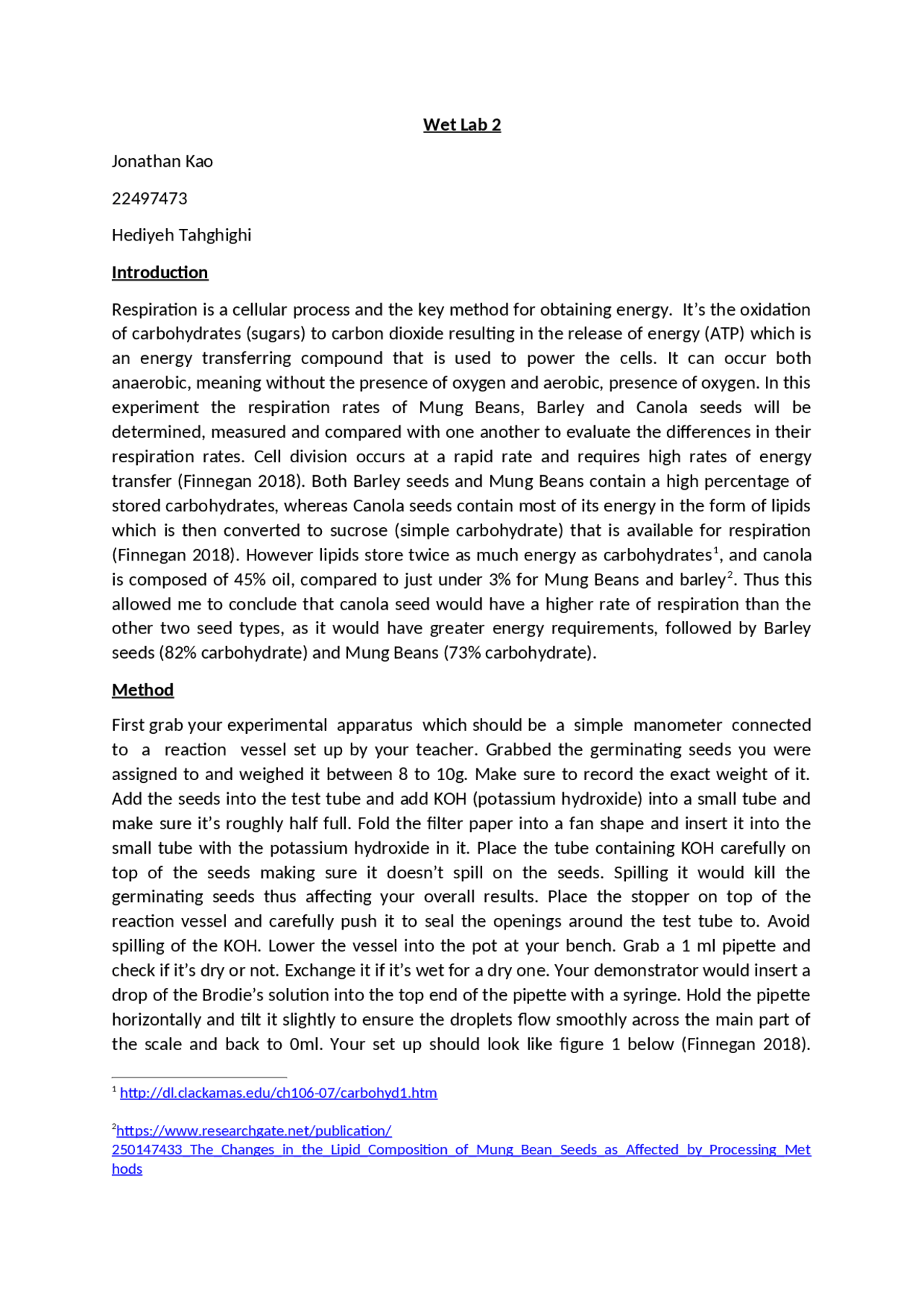 Wetlab report for microscopic organism - Docsity