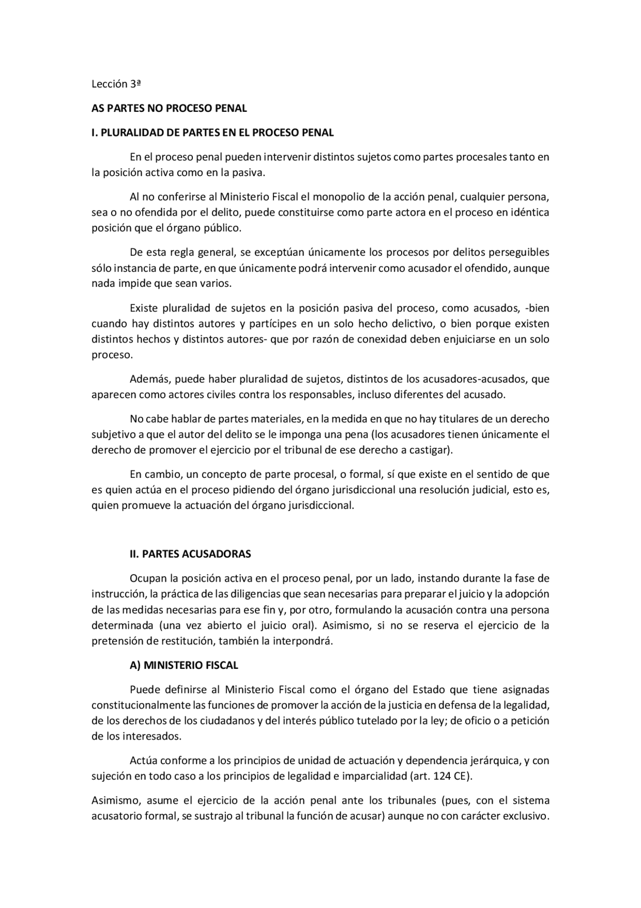 Las partes en el proceso penal | Apuntes de Derecho Procesal | Docsity