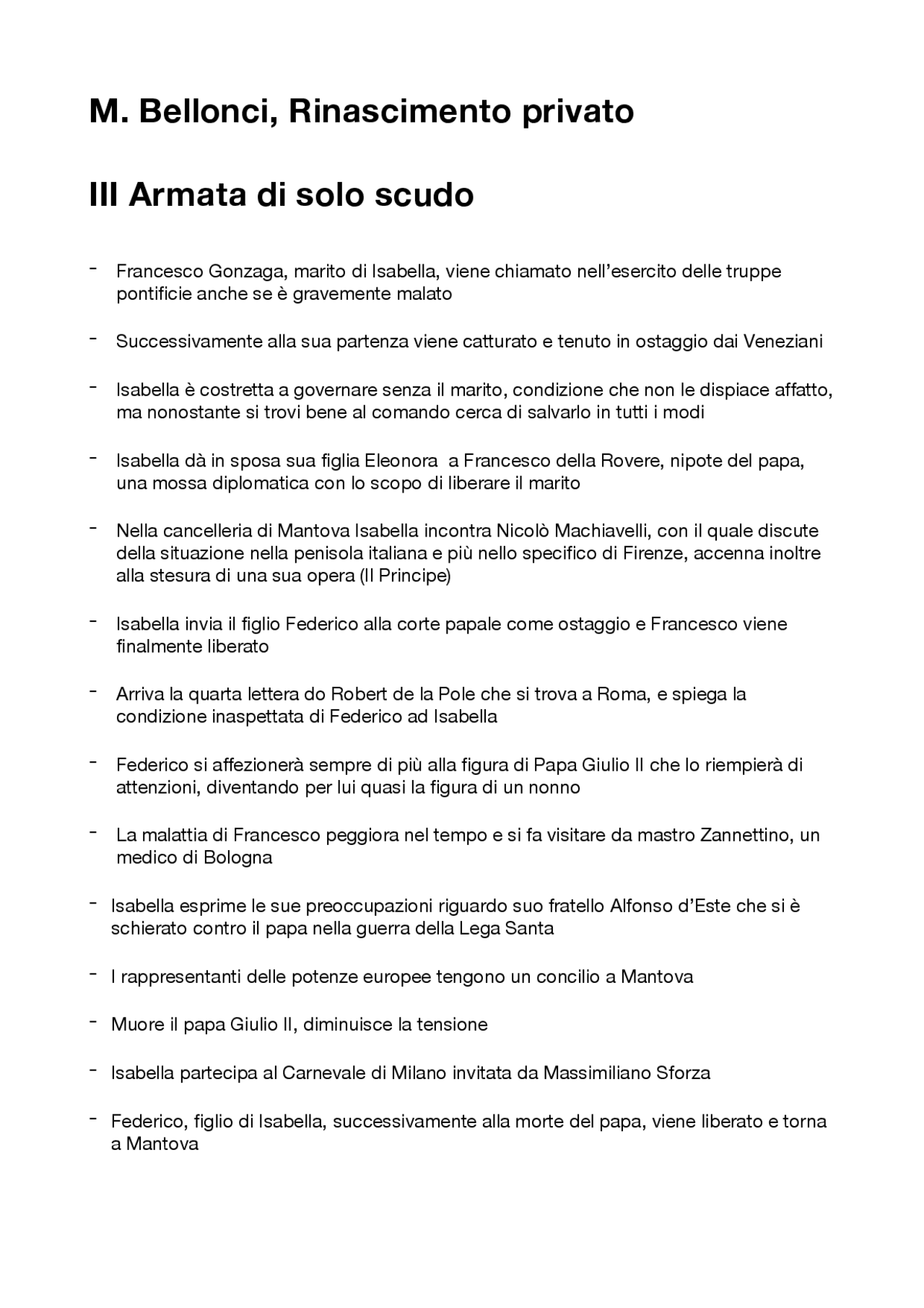 DISPENSA RINASCIMENTO PRIVATO Docsity