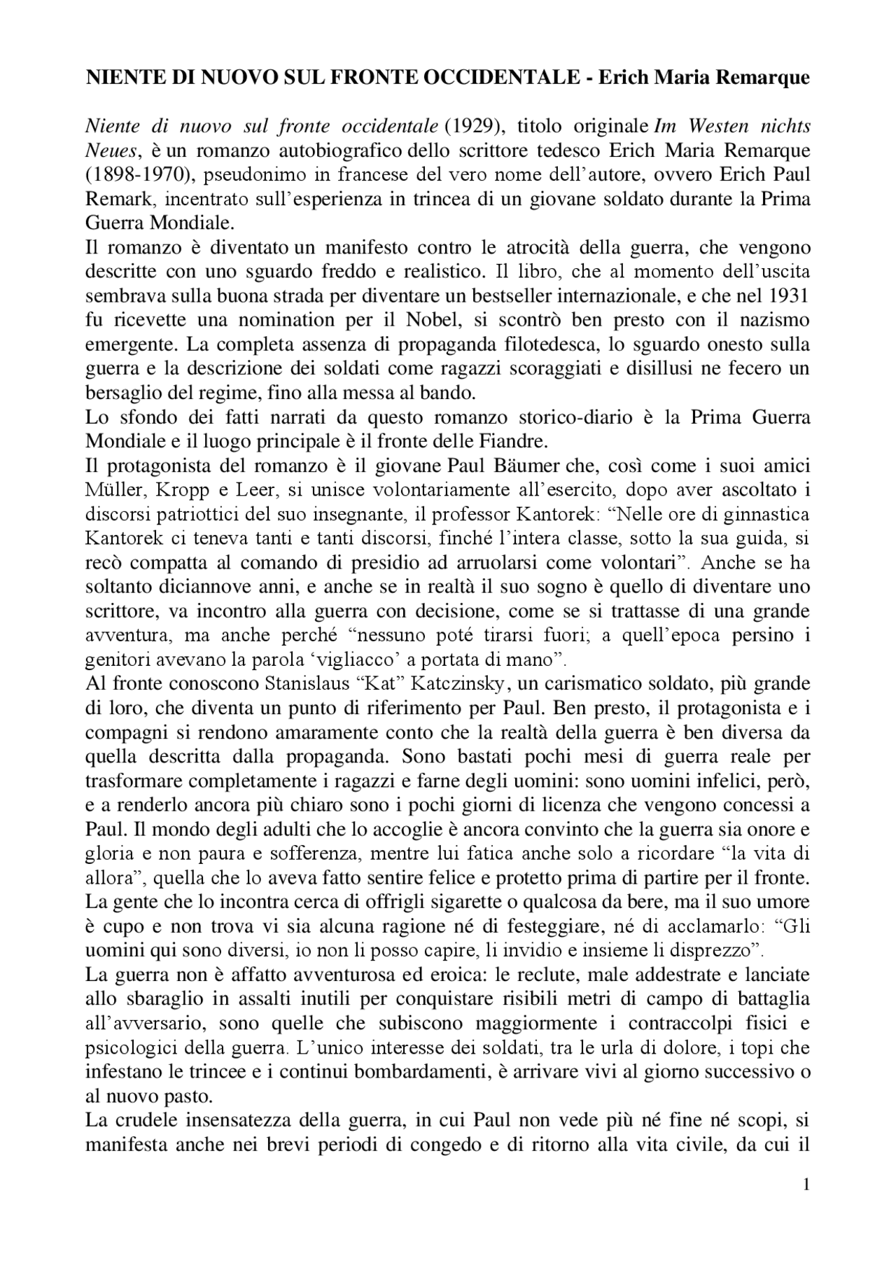 libro niente di nuovo sul fronte occidentale