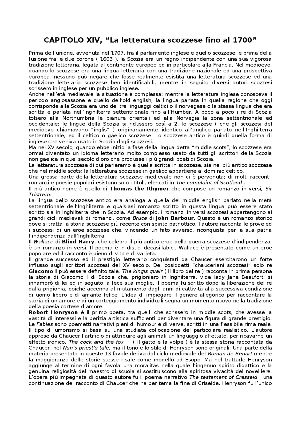 La letteratura scozzese Docsity