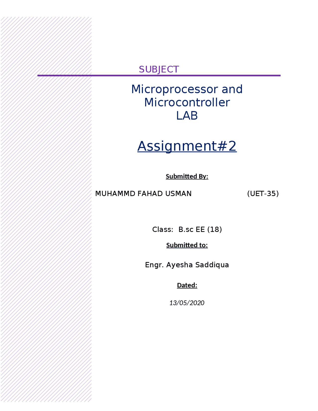 Microprocessor and Microcontroller Lab - Docsity