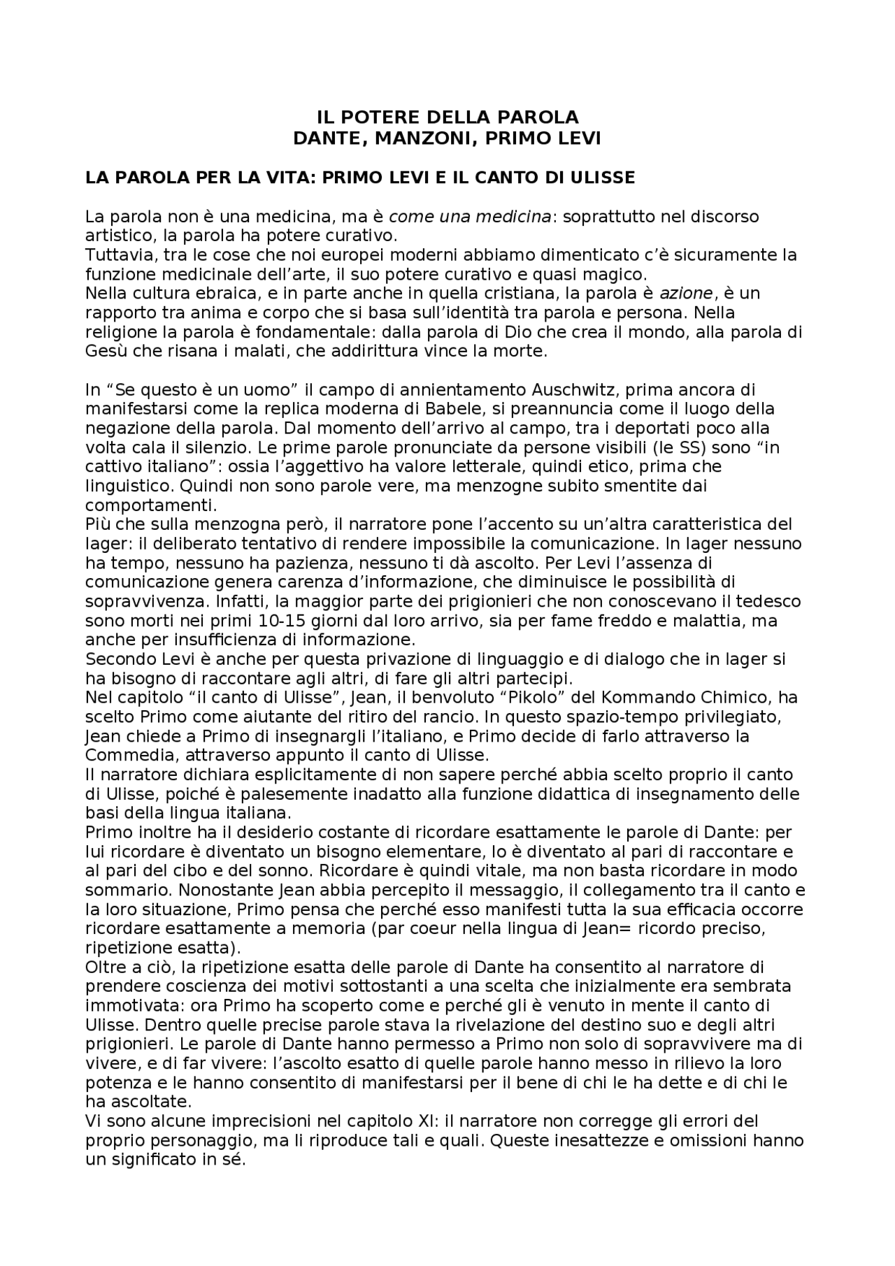 RIASSUNTO “IL POTERE DELLA PAROLA” FRARE Sintesi del corso di Letteratura Italiana Docsity RIASSUNTO “IL POTERE DELLA PAROLA” FRARE Sintesi del corso di Letteratura Italiana Docsity