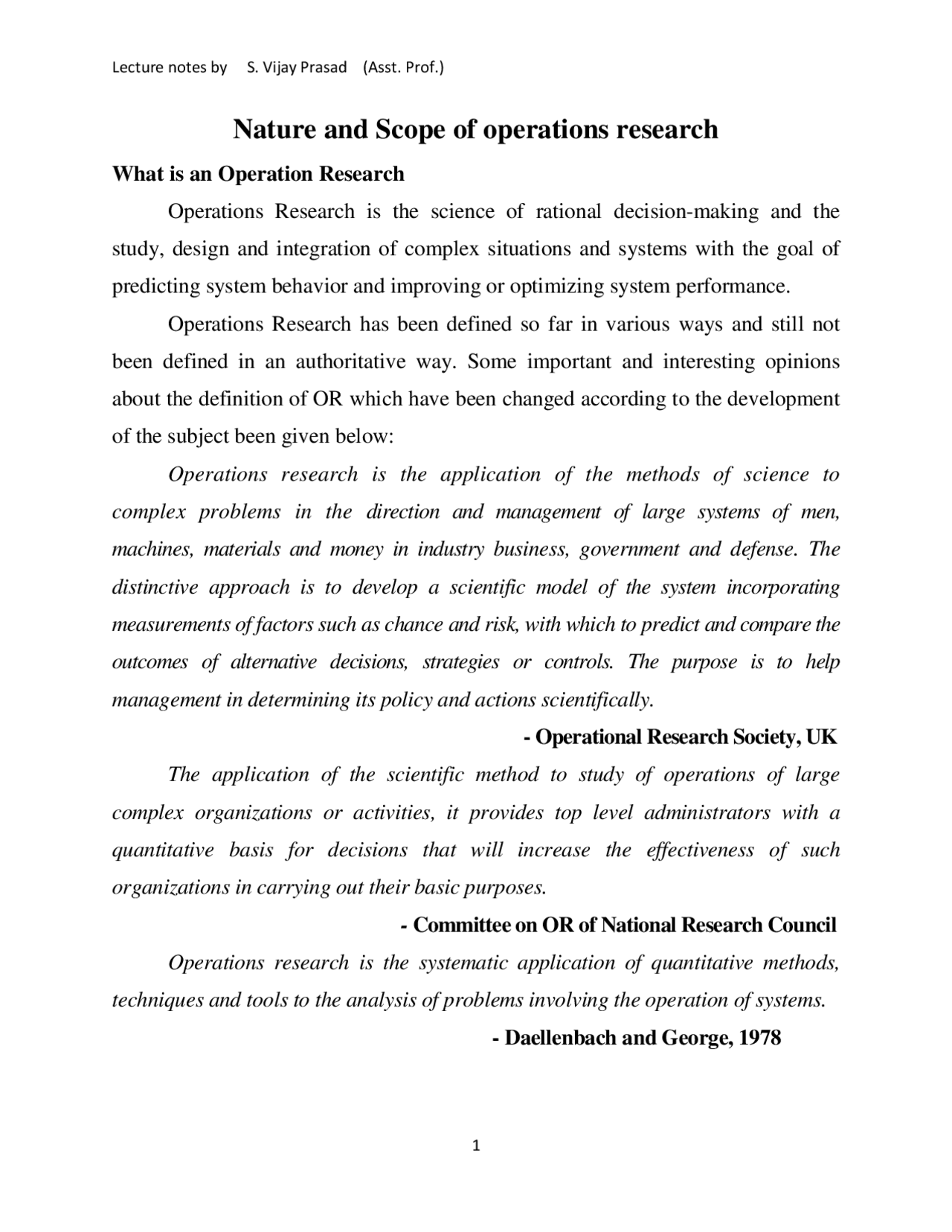 Operation research in unit1 - Docsity