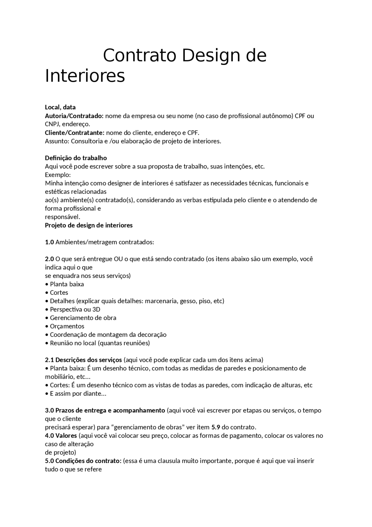 Contrato design de interiores | Guías, Proyectos, Investigaciones ...