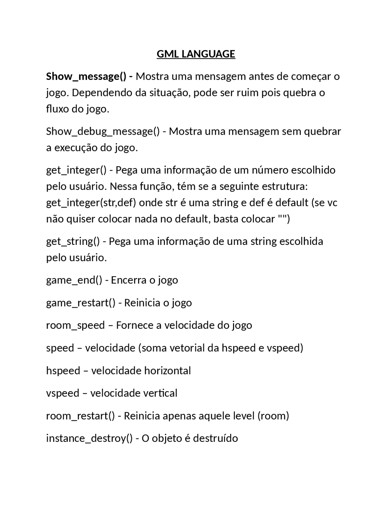 Programação voltada para GML | Esquemas Matemática | Docsity
