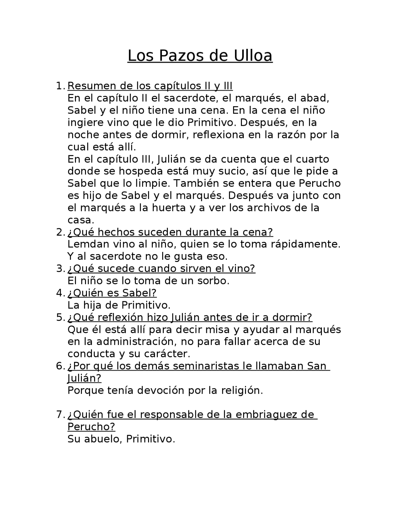 Los Pazos De Ulloa Preguntas Docsity
