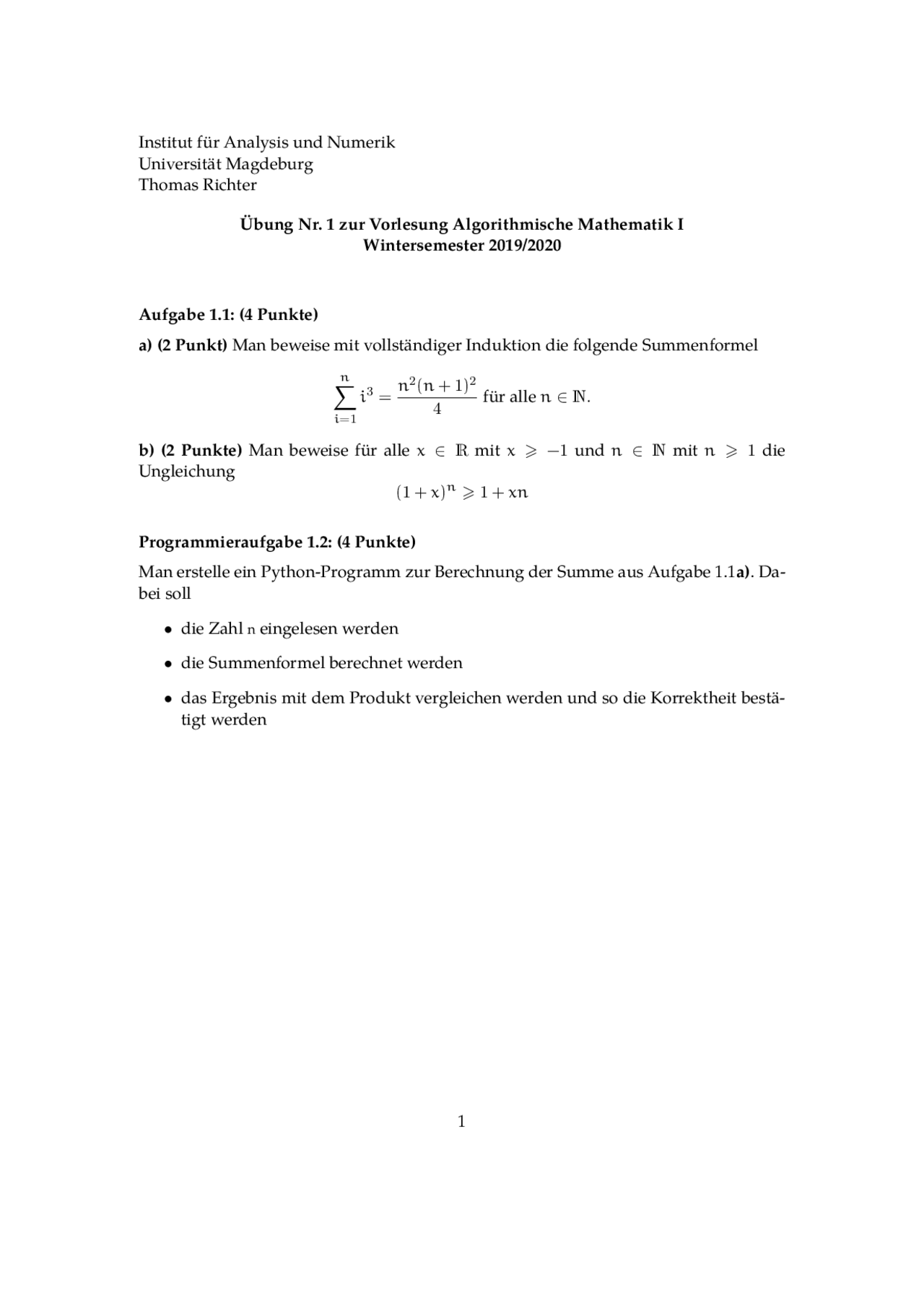 Algorithmische Mathematik Algorithmische Mathematik I – Lecture WS 17/18 Algorithmische ...