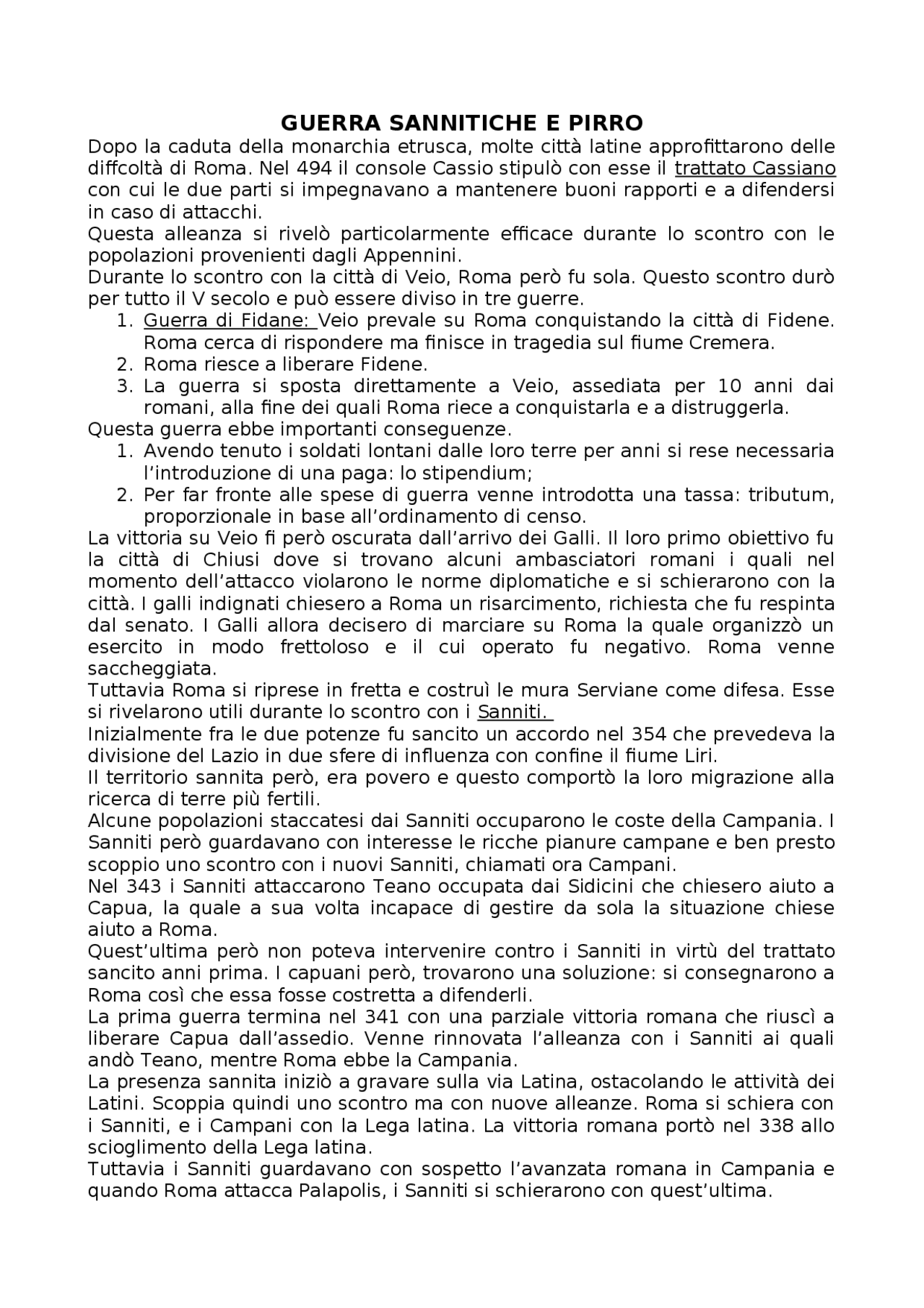 Guerre Sannitiche e Pirro Docsity