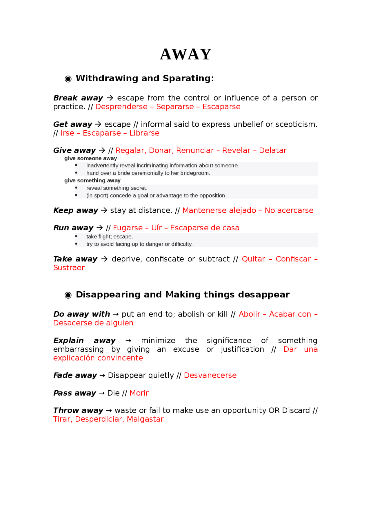 Phrasal Verbs Writting FCE Exam - Docsity