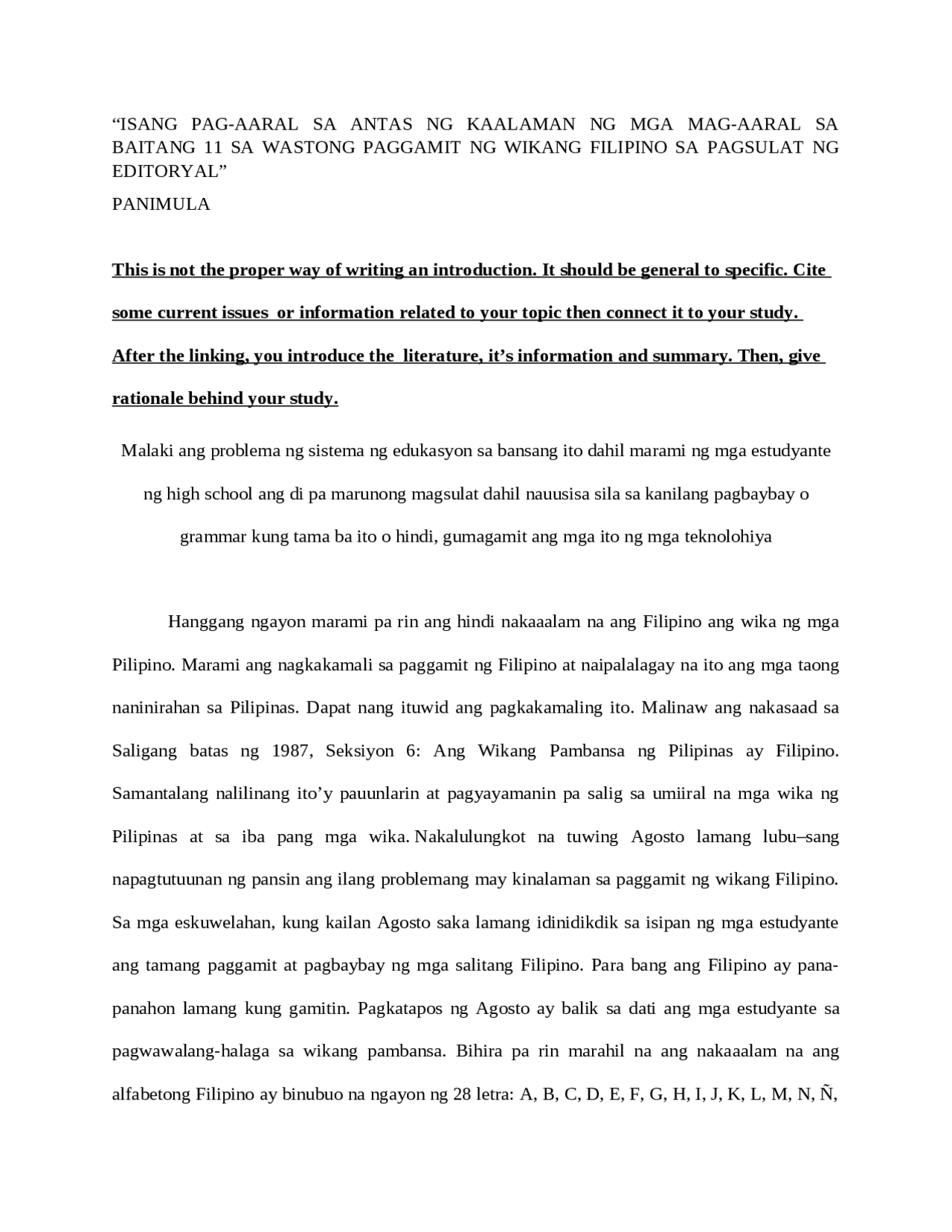 ISANG PAGAARAL SA ANTAS NG KAALAMAN NG MGA MAGAARAL SA BAITANG 11 SA