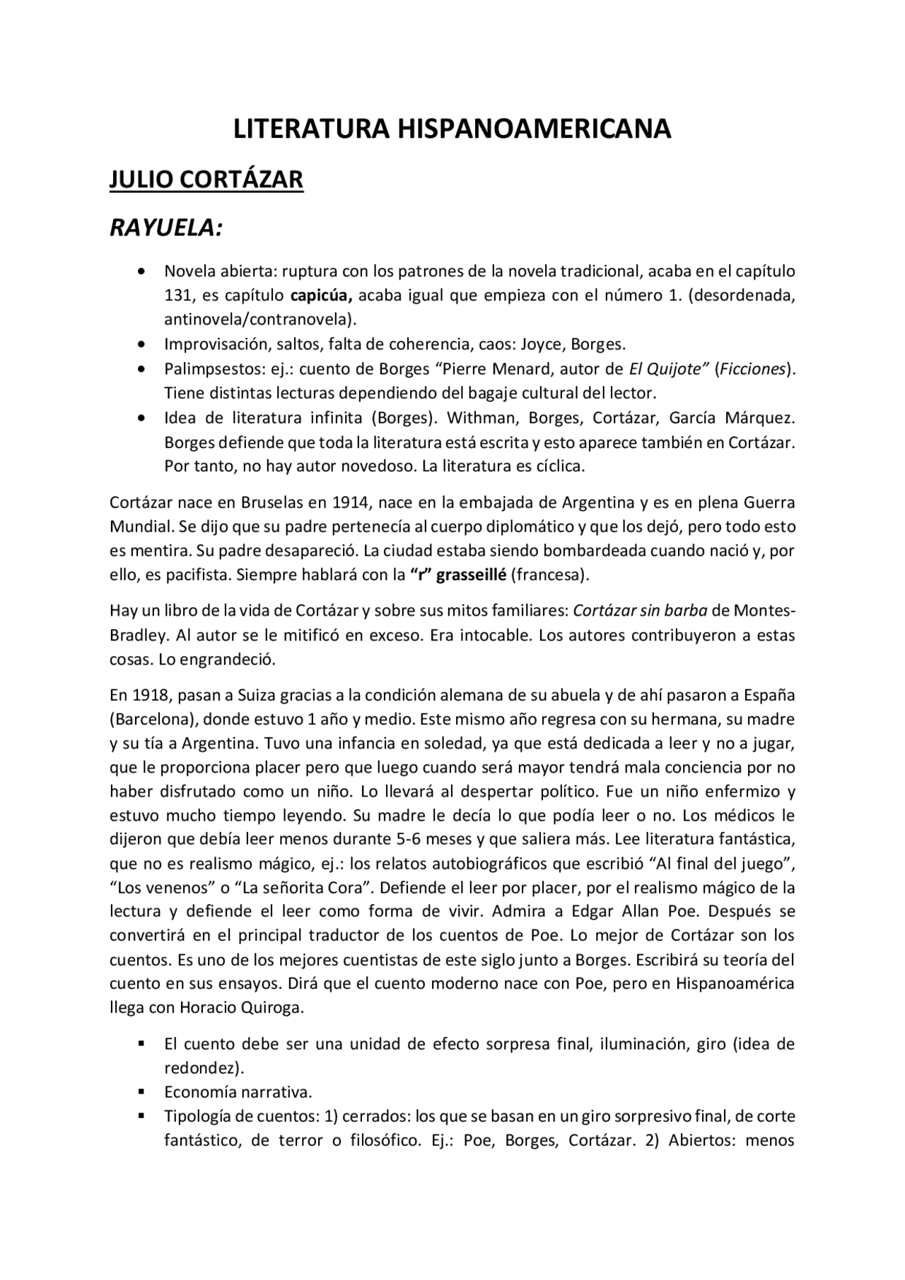 Julio Cortazar Y Gabriel Garcia Marquez Docsity