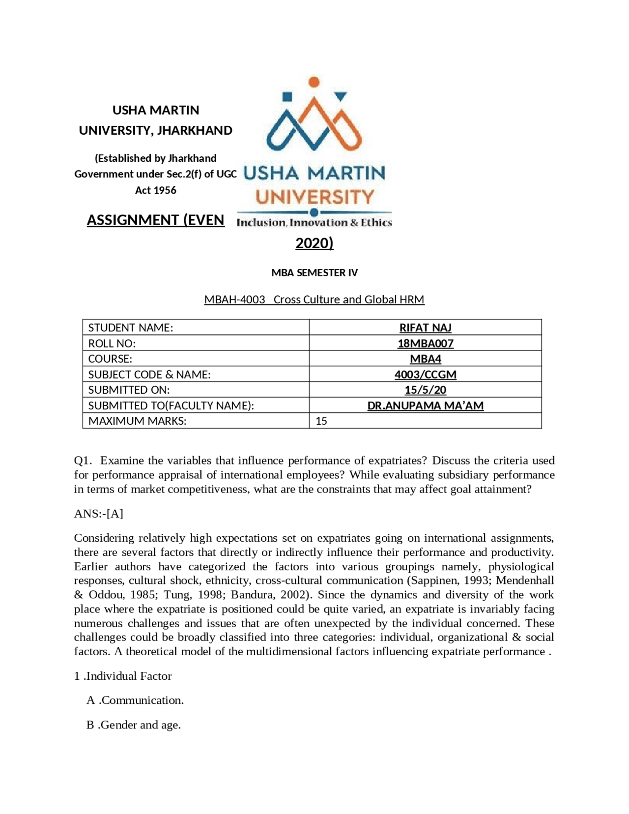 MBA Assignment Management - Docsity