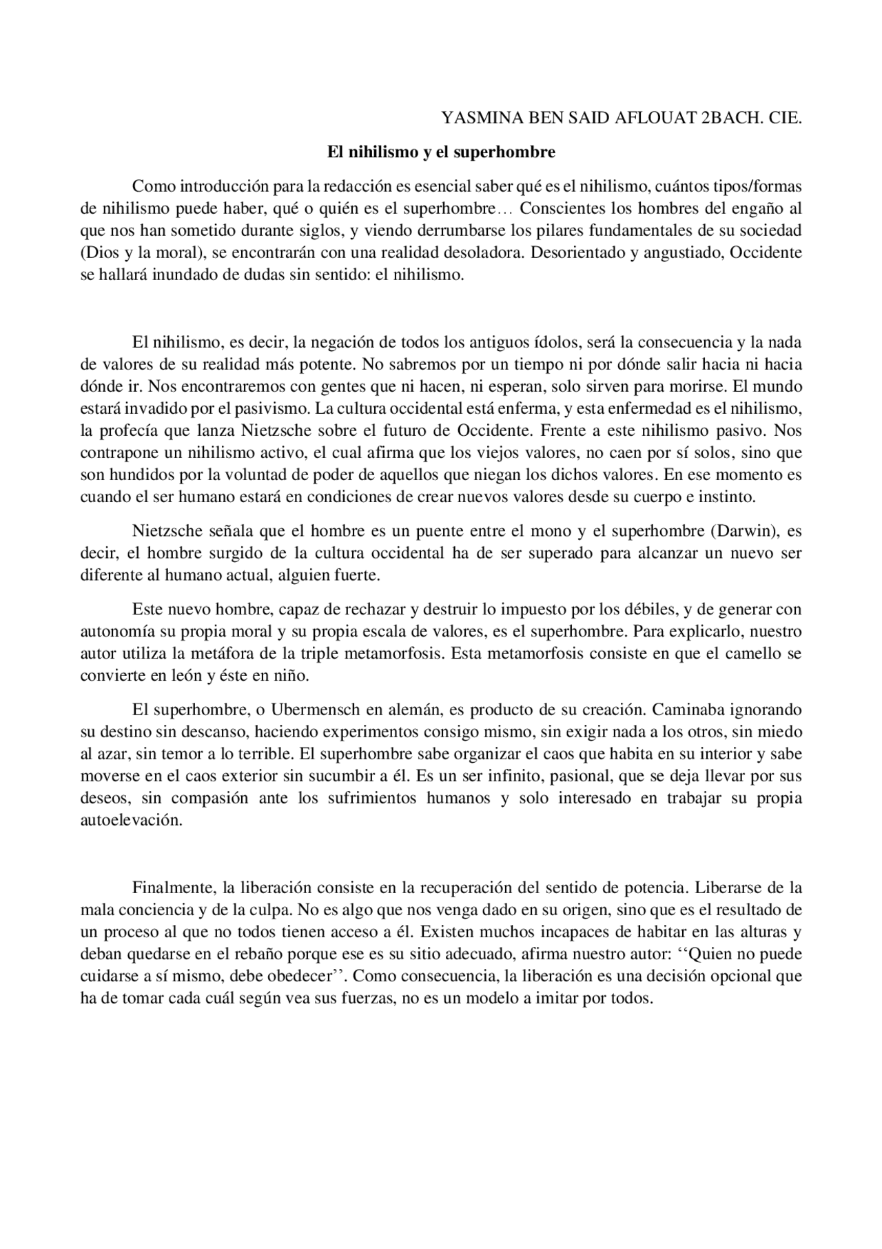 El Nihilismo Y El Superhombre Docsity