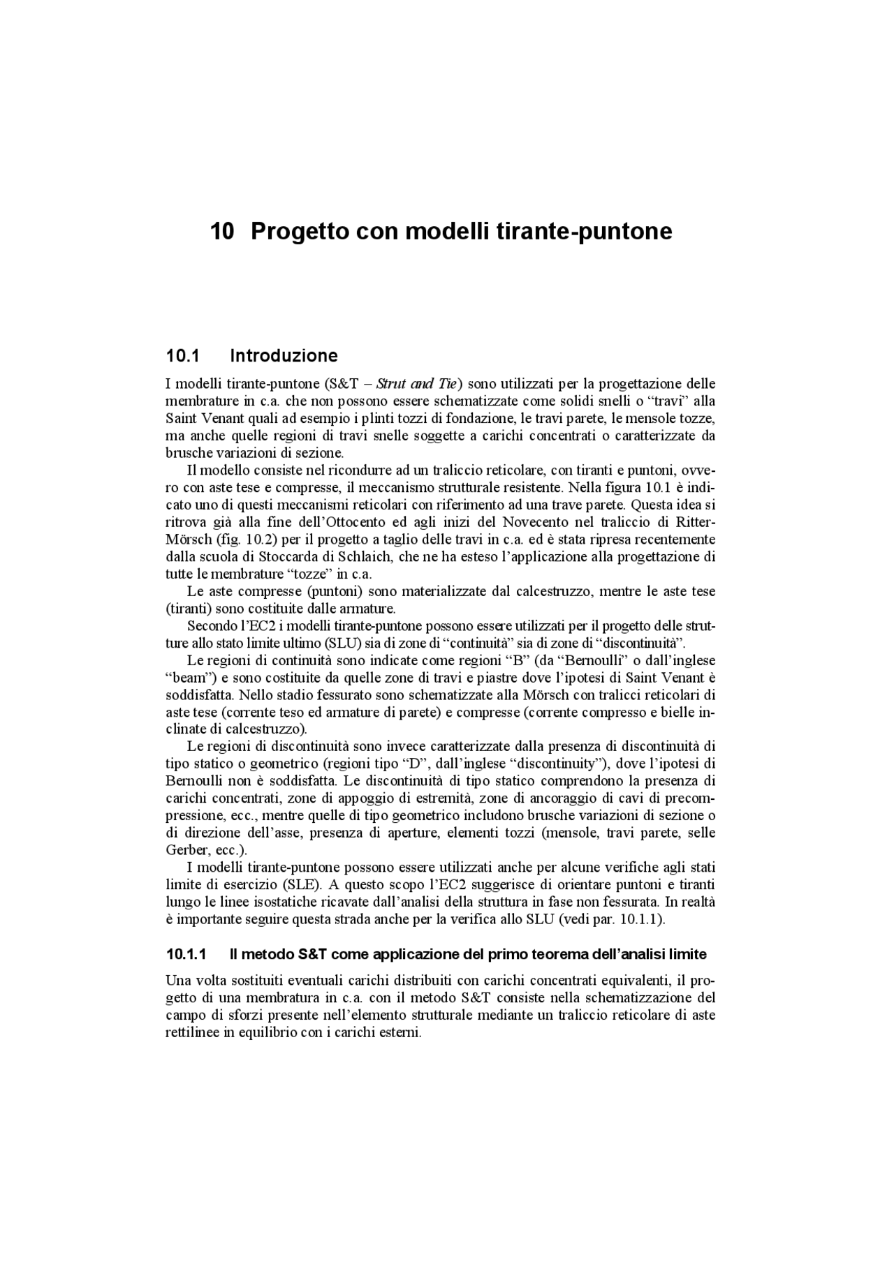 Progetto con modelli puntone tirante Docsity