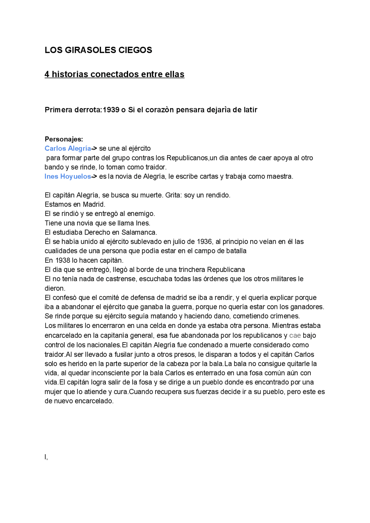 Resumen Los Girasoles Ciegos Alberto Mendez Docsity