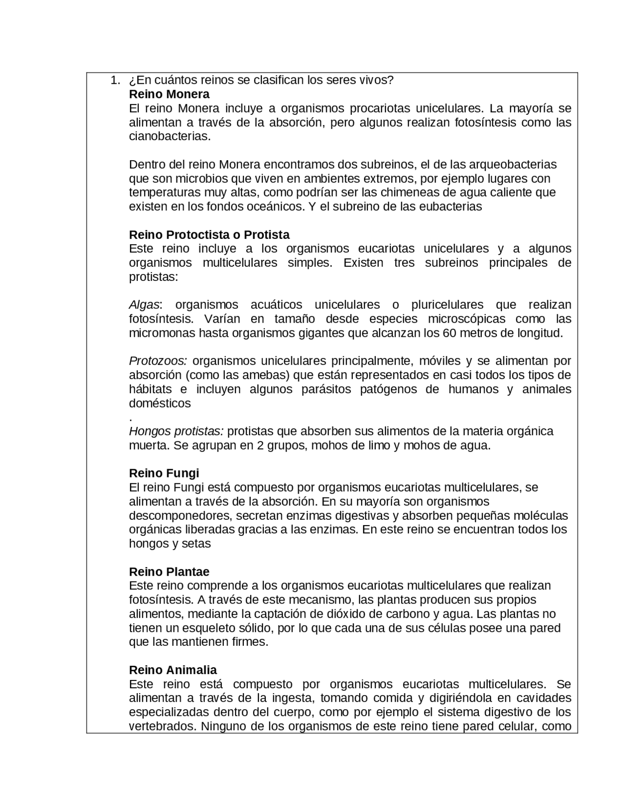 TALLER DE CLASIFICACION MODERNA DE LOS SERES VIVOS | Apuntes de Biología |  Docsity