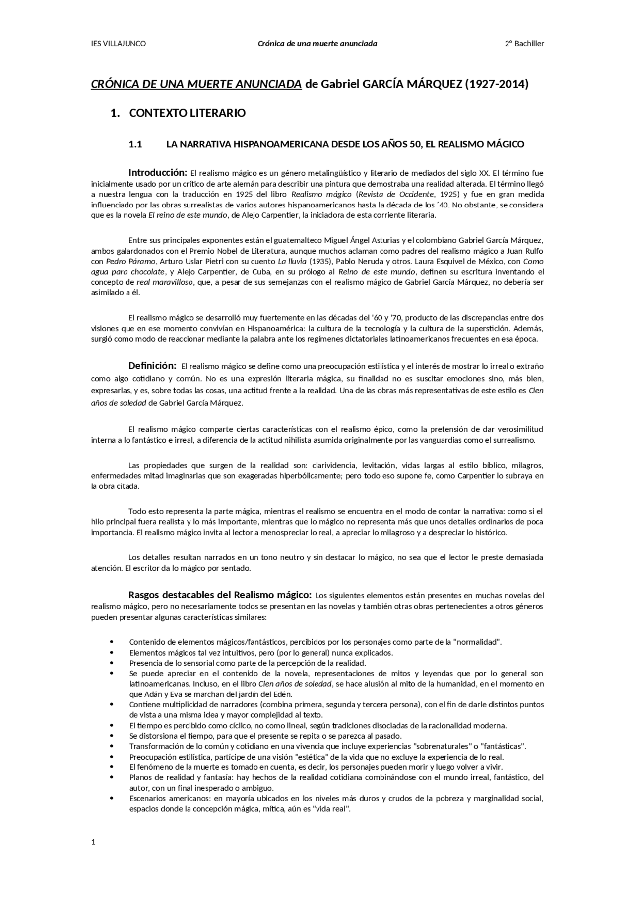 Argumento De La Obra Cronica De Una Muerte Anunciada Teoría Crónica de una muerte anunciada | Apuntes de Lengua y Literatura |  Docsity