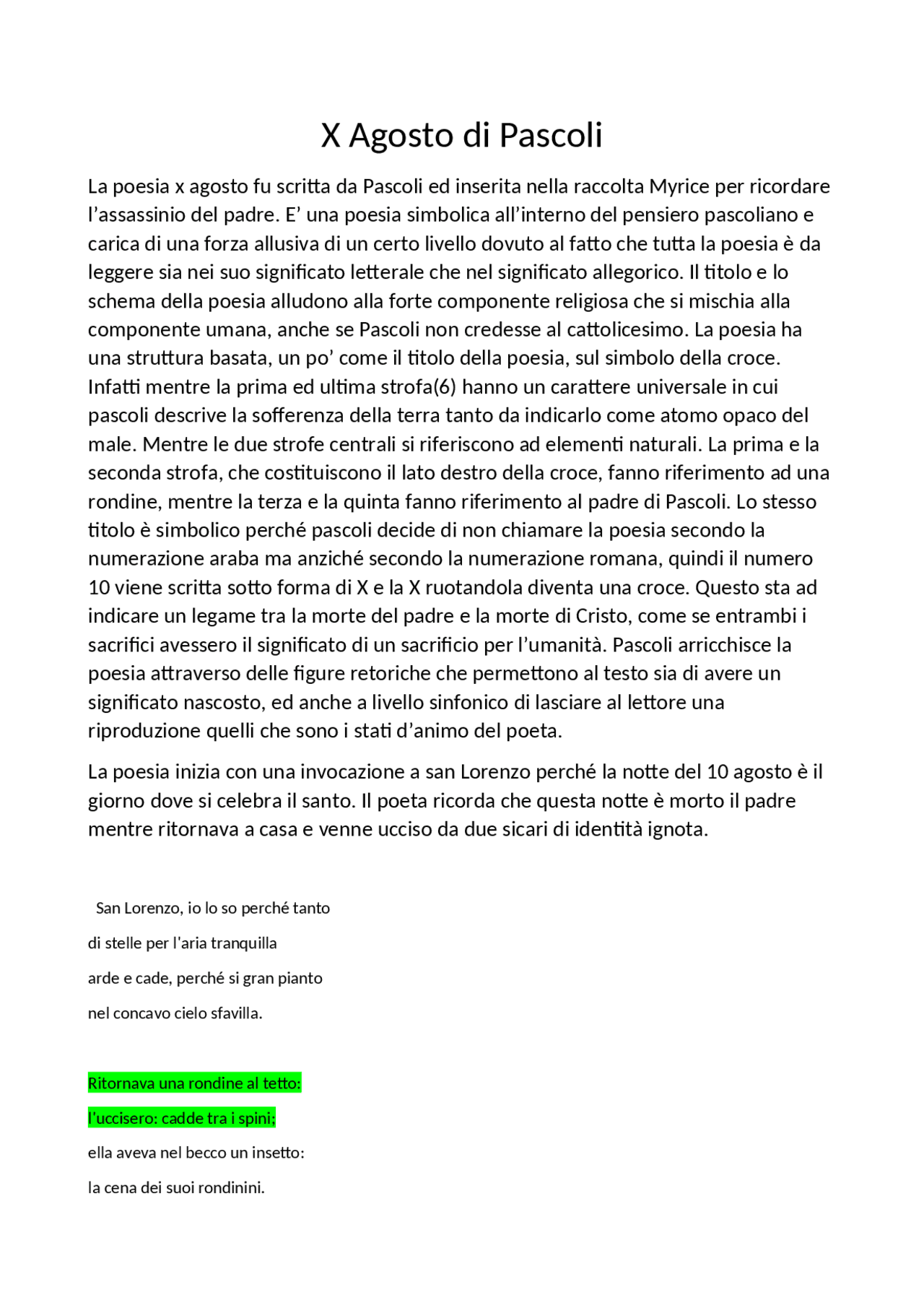 poesia x agosto di pascoli