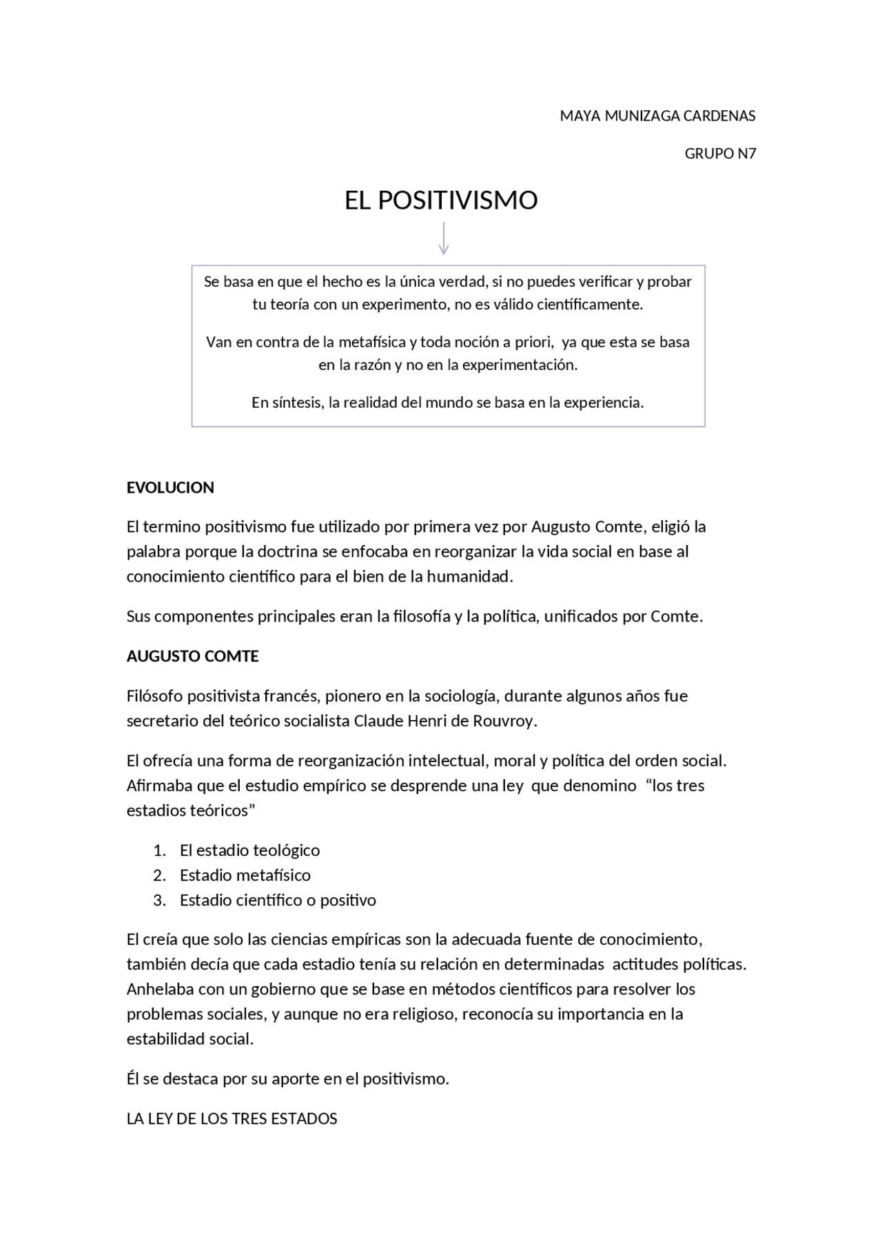 El Positivismo O Filosofia Positiva Docsity