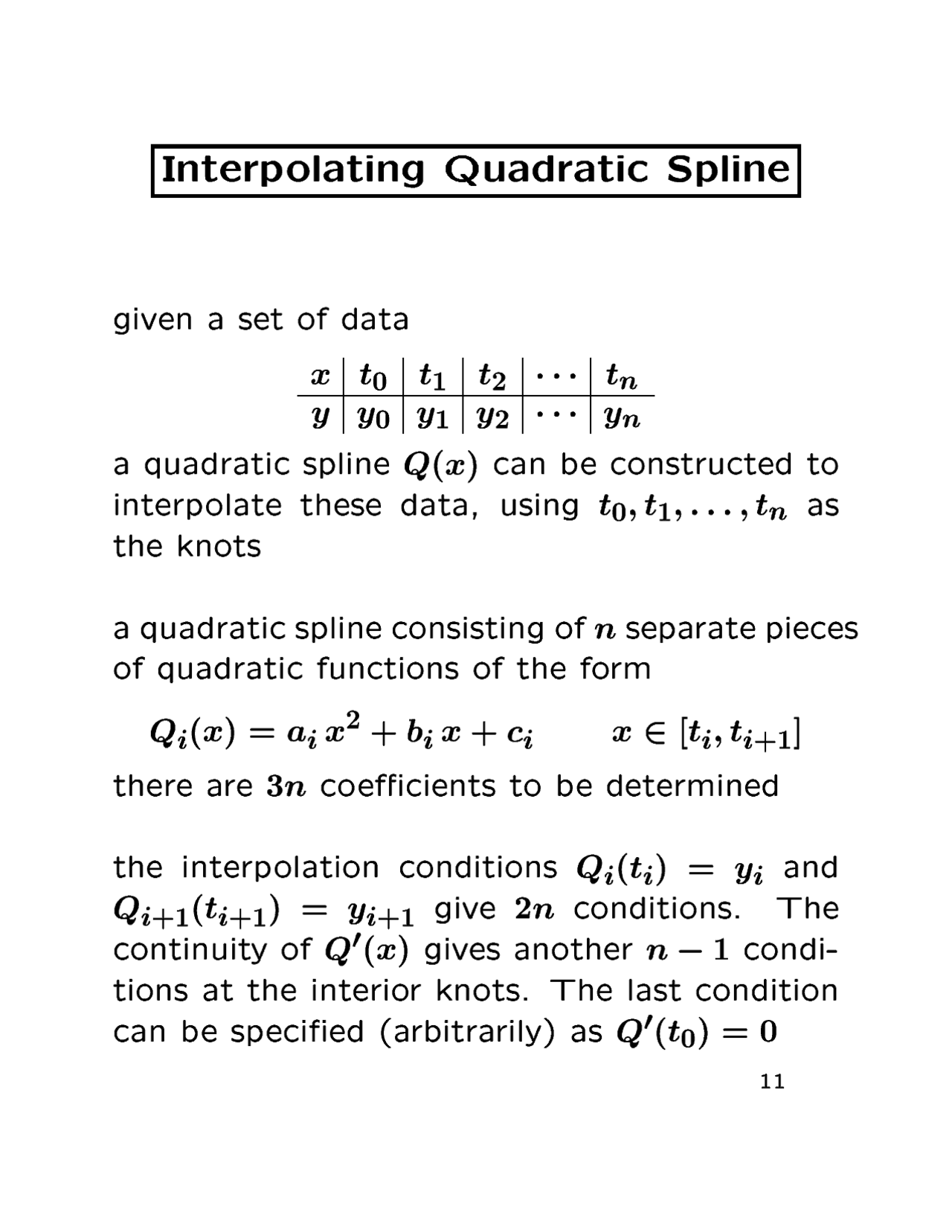 Interpolating Quadratic Spline Computational Procedure Cs 321 Docsity