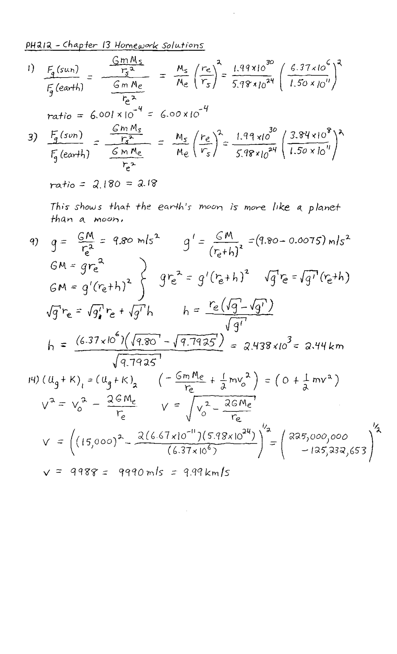 General Physics with Calculus Chap. 13 Homework solutions | PH 212 ...