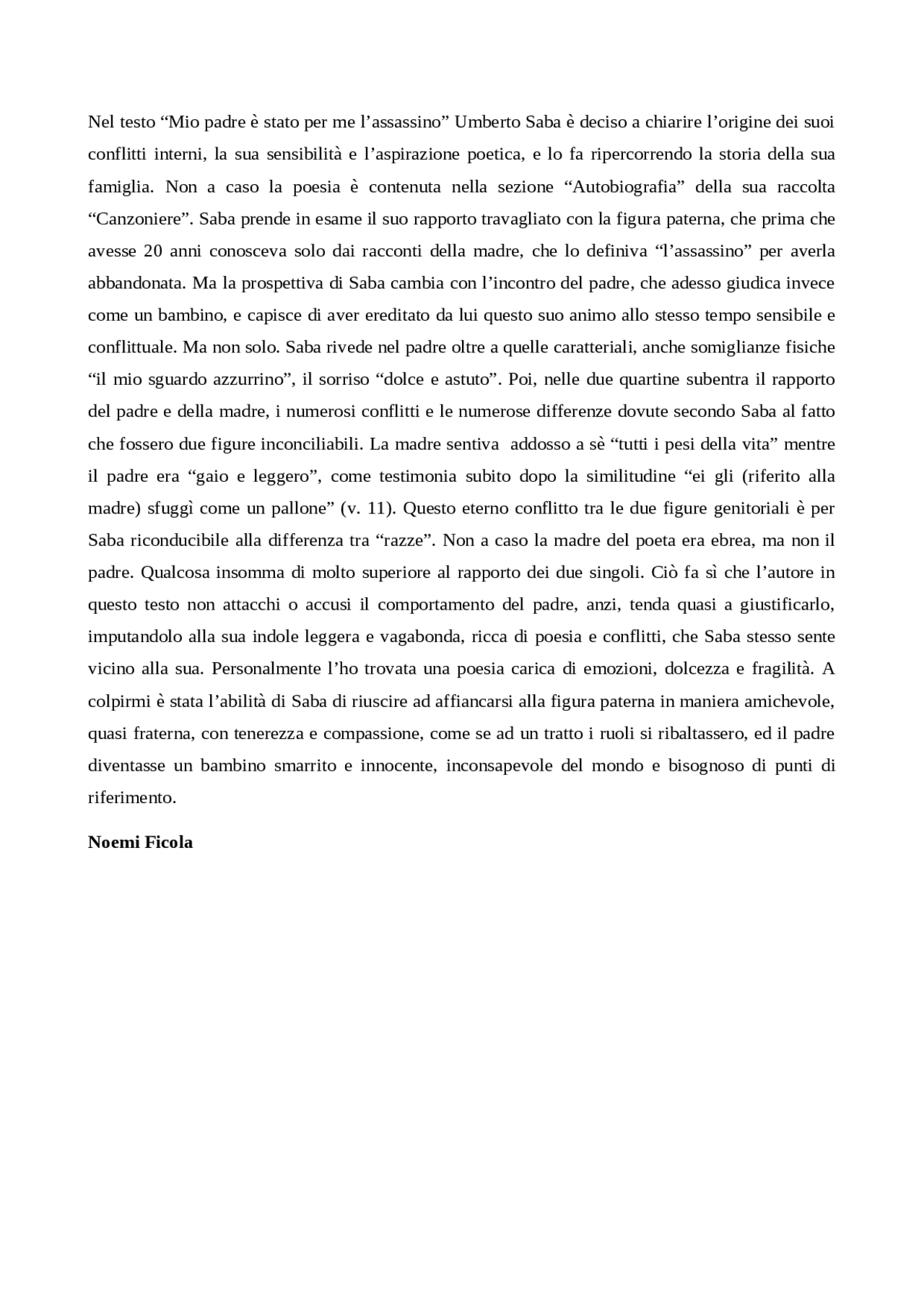 saba mio padre è stato per me l assassino