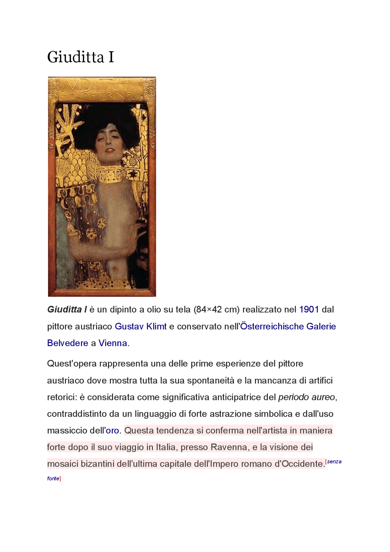 Descrizione del quadro Giuditta I Docsity