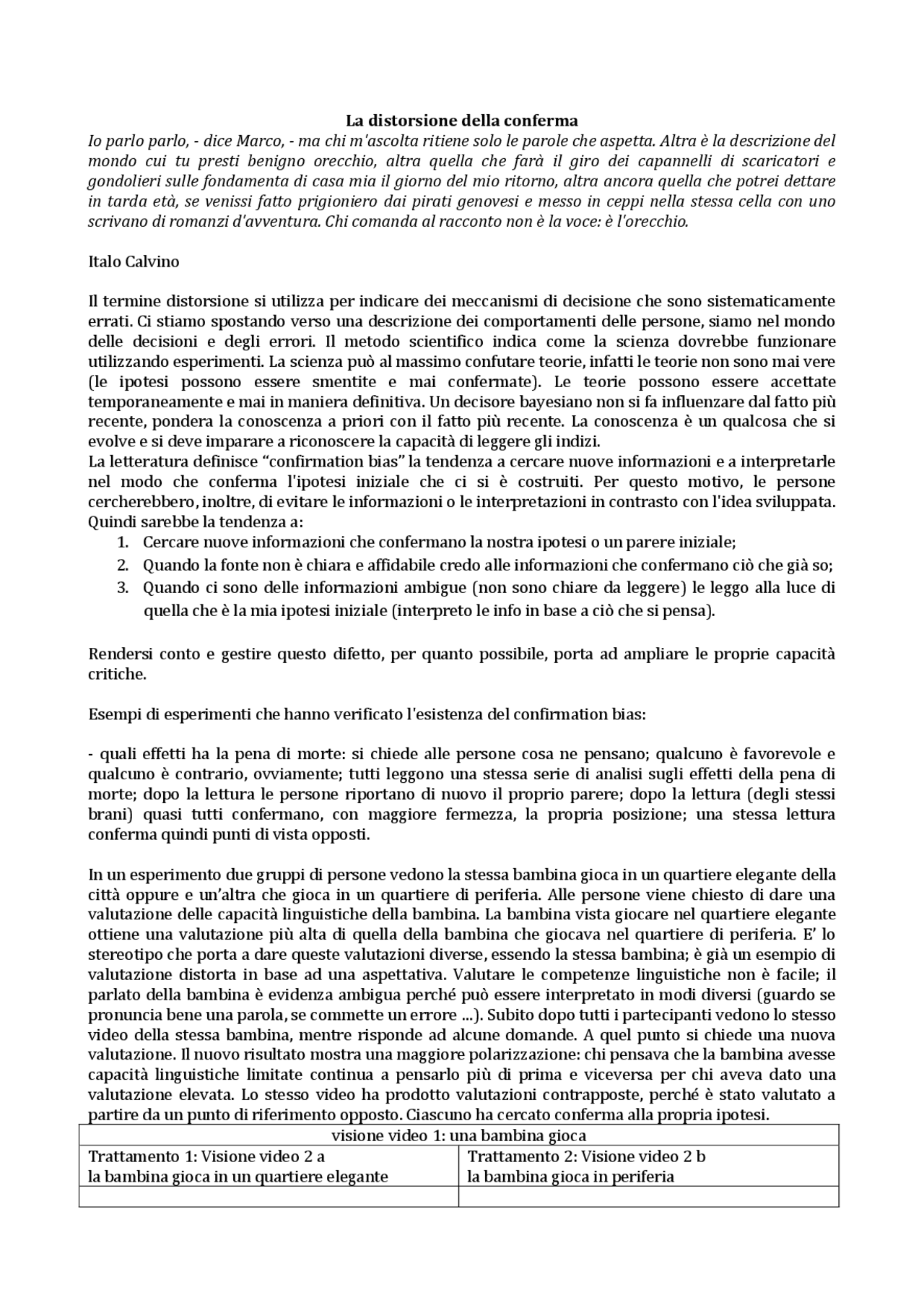 La distorsione della conferma economia cognitiva Docsity