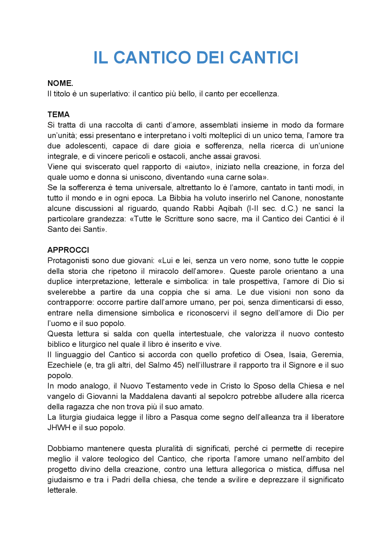 il cantico dei cantici testo pdf