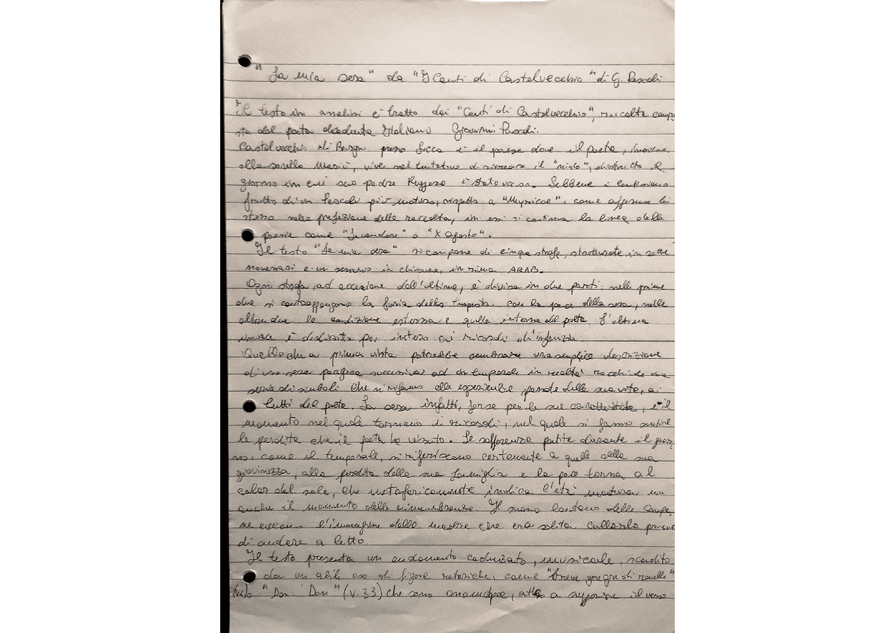 LA MIA SERA - G. PASCOLI - Docsity