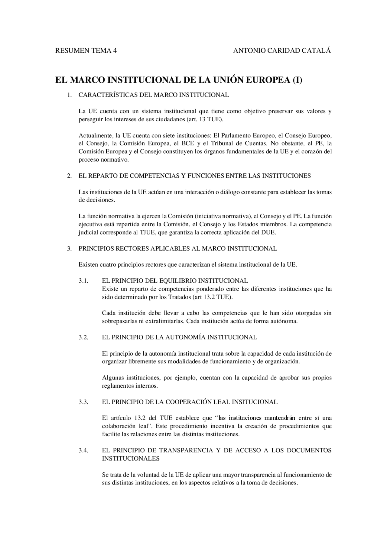 Resumen tema 4 - instituciones jurídicas de la UE | Apuntes de Derecho ...