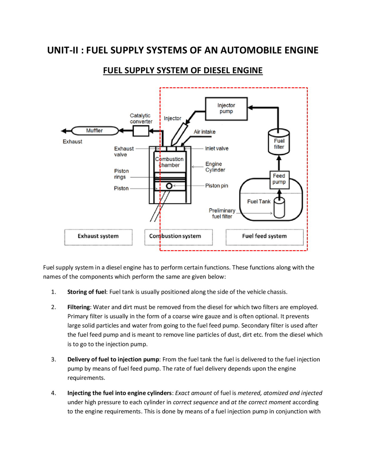 Fuel Systems Notes.pdf Fuel supply System II - Docsity