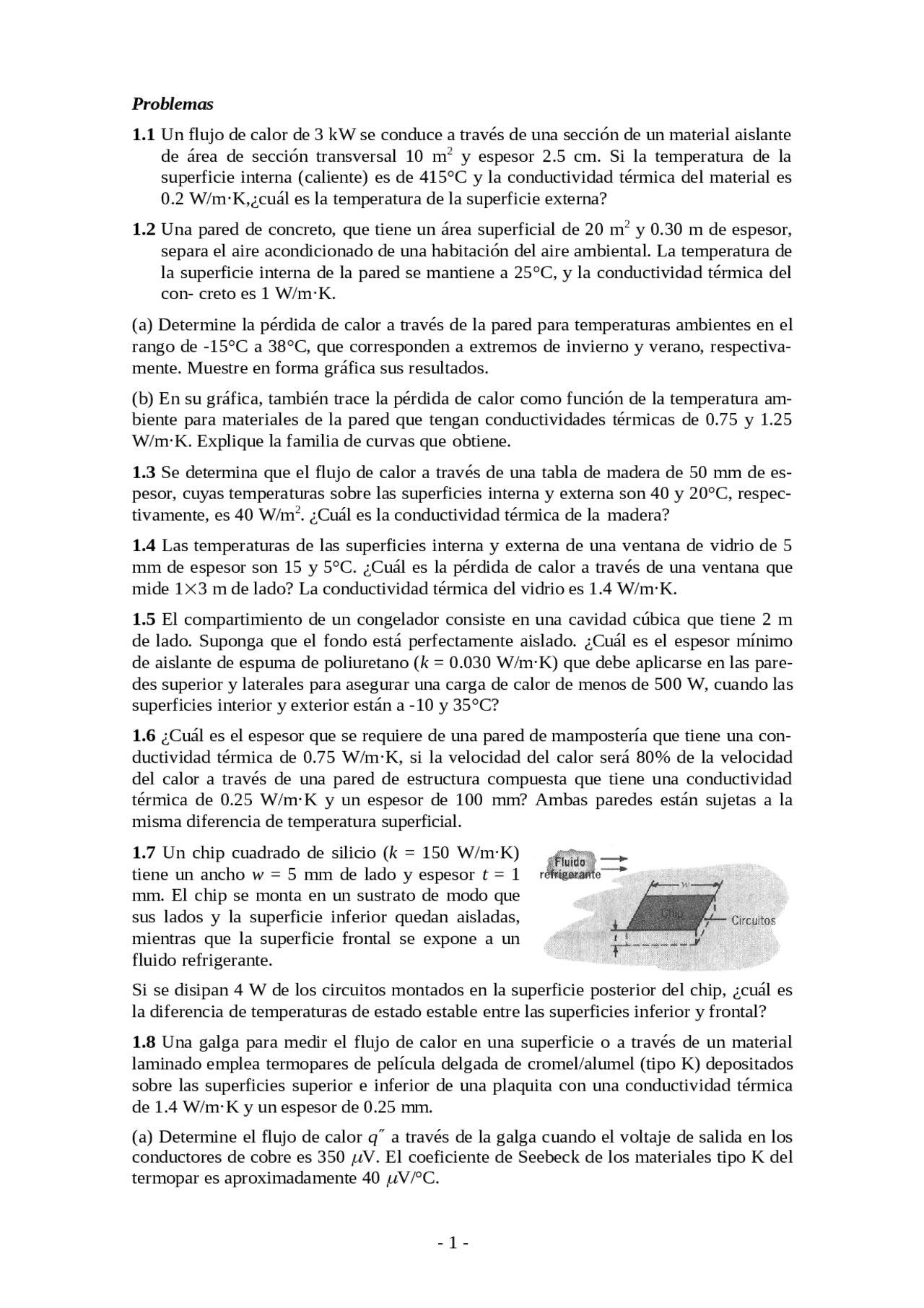Libro Incropera EJERCICIOS LIBRO DE INCROPERA CAP1 | Ejercicios de Termodinámica - Docsity