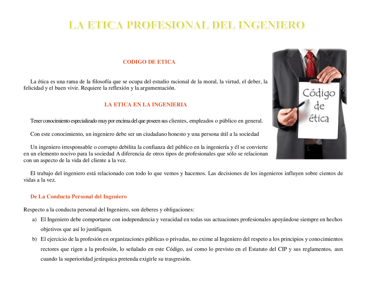 Codigo de etica del ingeniero - Docsity