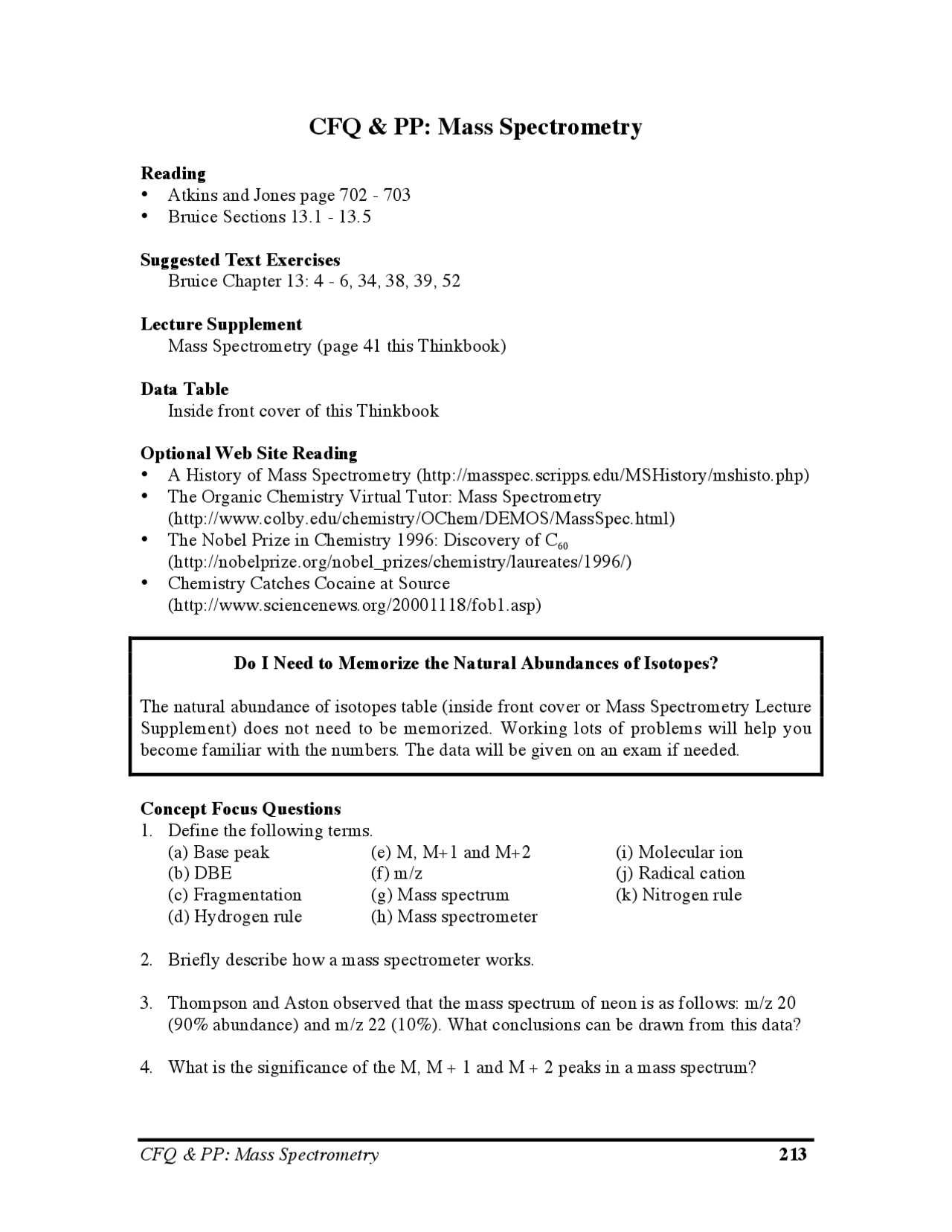 CFQ & PP: Mass Spectrometry | Questions and Problems with Solutions ...