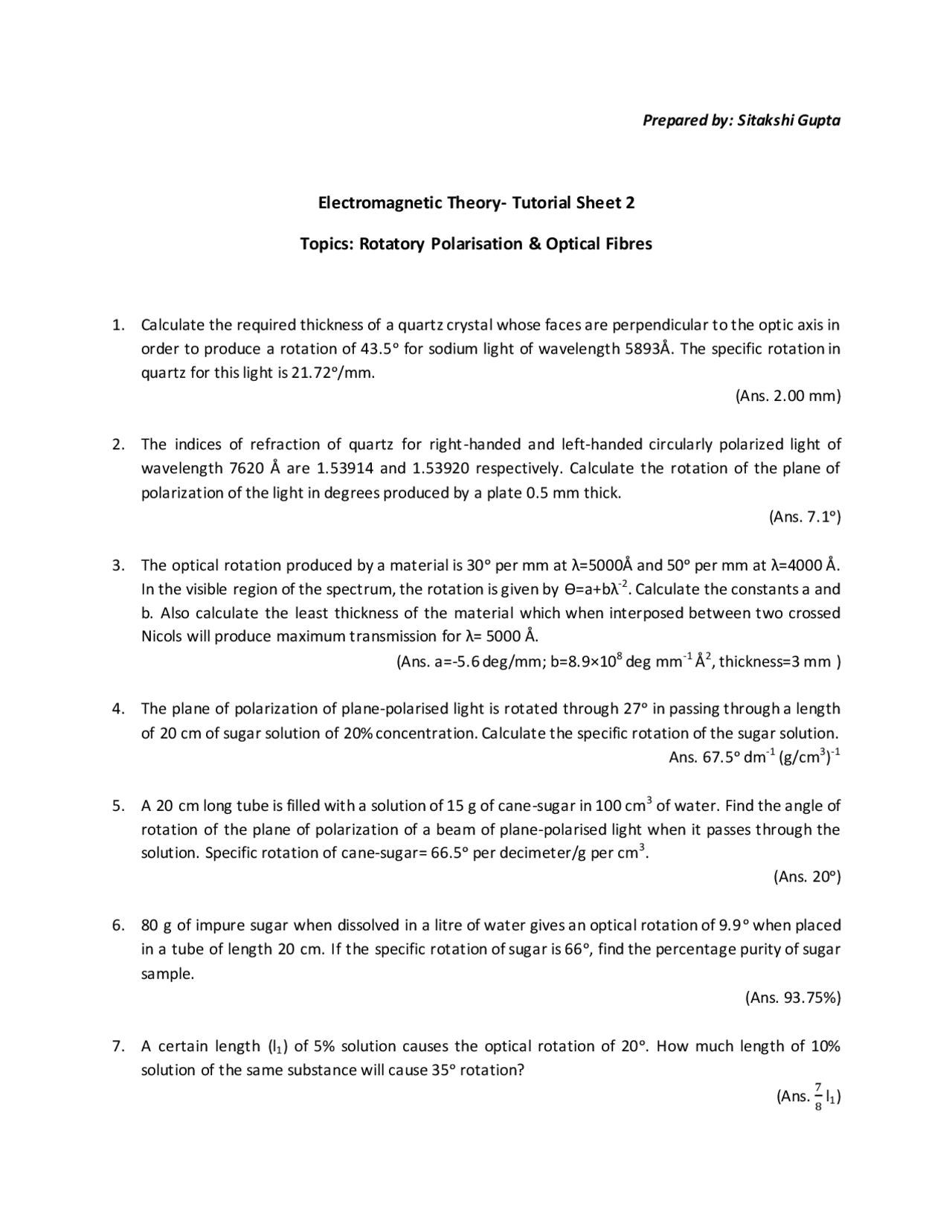 Electro Magnetic Theory Some Problems And Notes Docsity